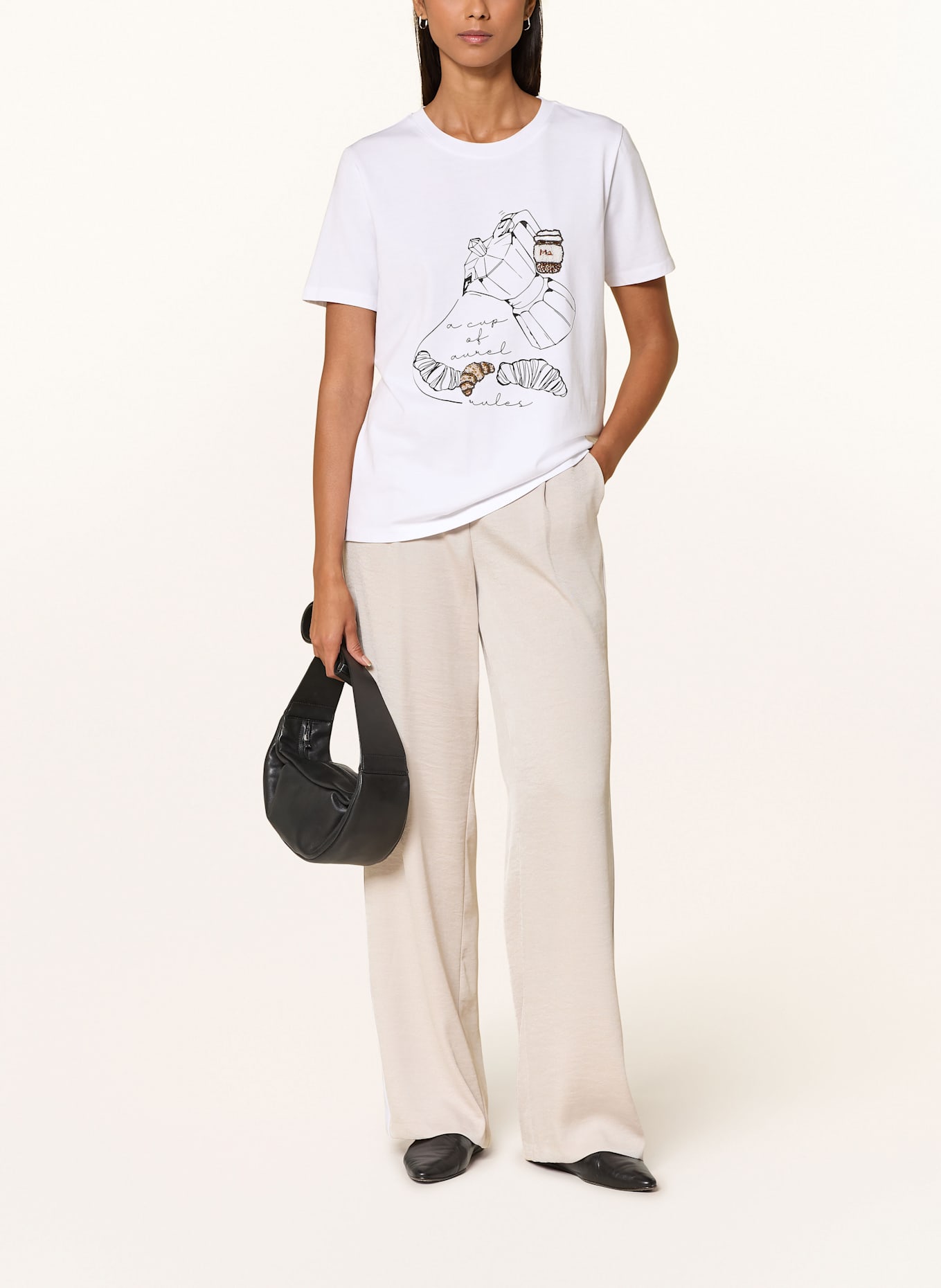 MARC AUREL T-Shirt mit Schmucksteinen: WEISS