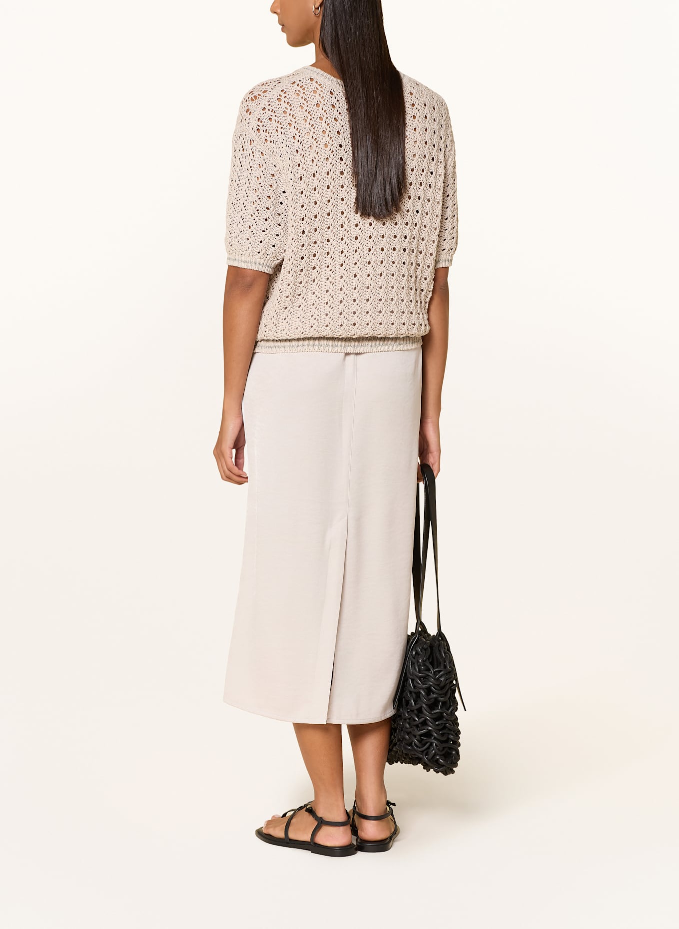 MARC AUREL Skirt with tuxedo stripe: CREAM / WHITE / BLACK