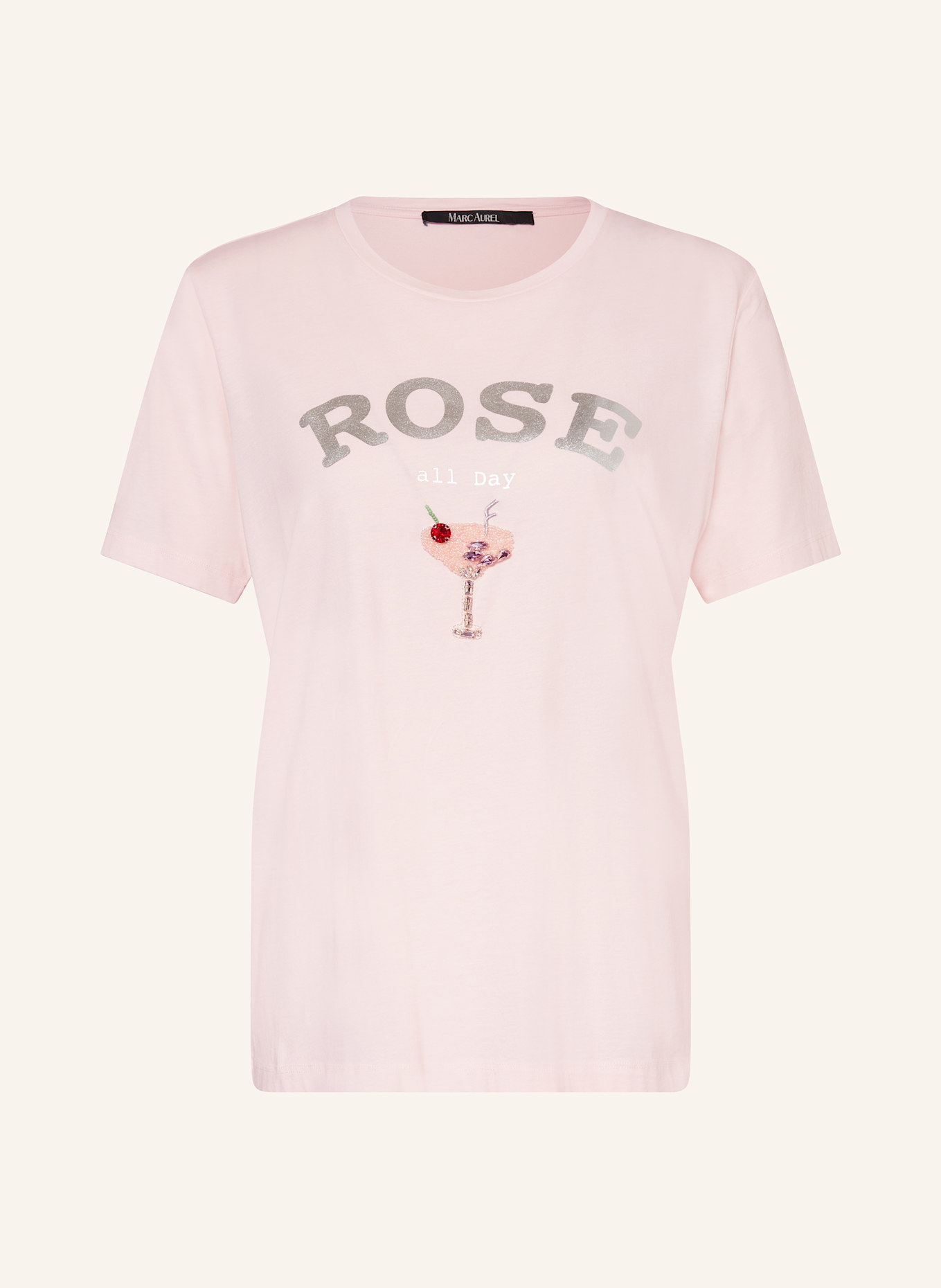 MARC AUREL T-Shirt mit Schmucksteinen: HELLROSA