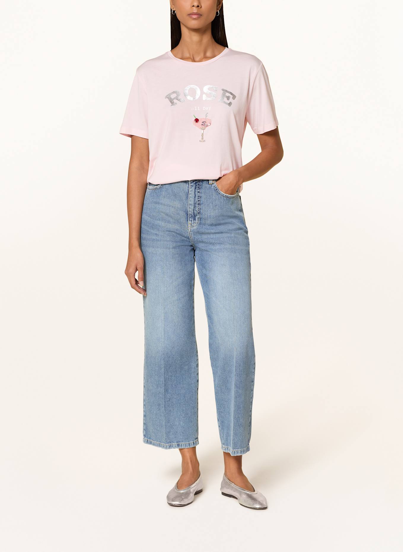 MARC AUREL T-Shirt mit Schmucksteinen: HELLROSA