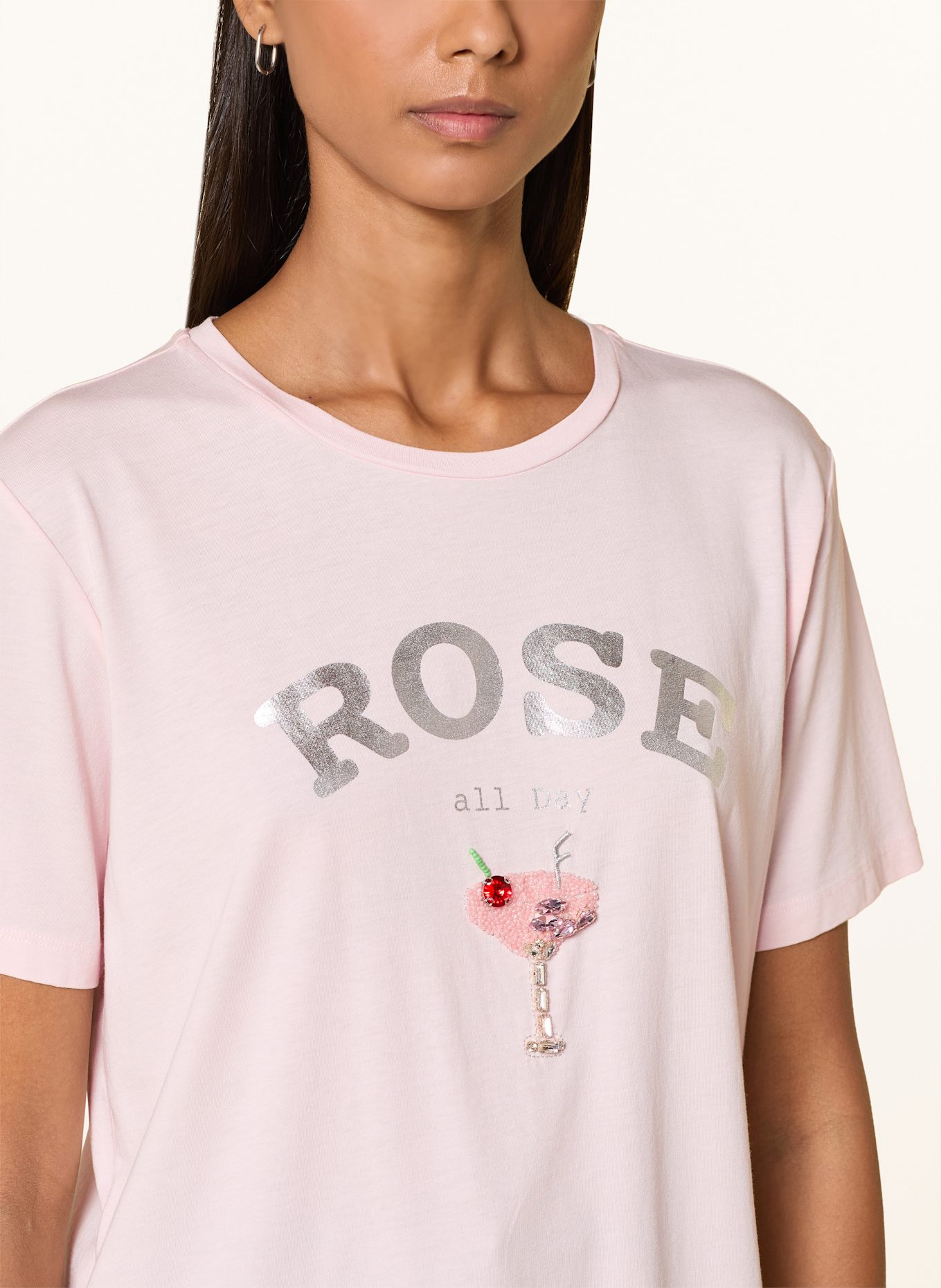MARC AUREL T-Shirt mit Schmucksteinen: HELLROSA