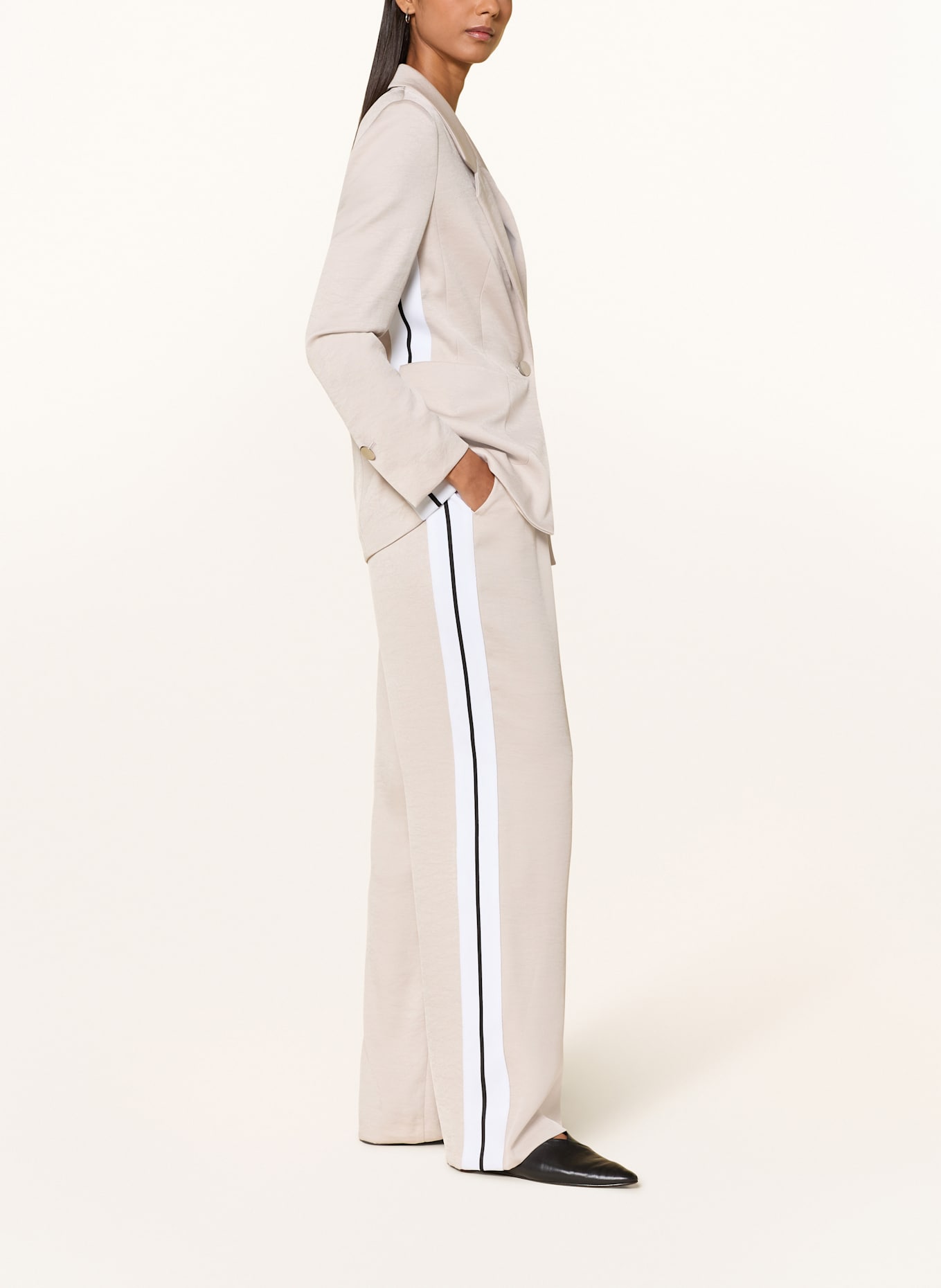 MARC AUREL Marlenehose mit Galonstreifen: BEIGE / WEISS