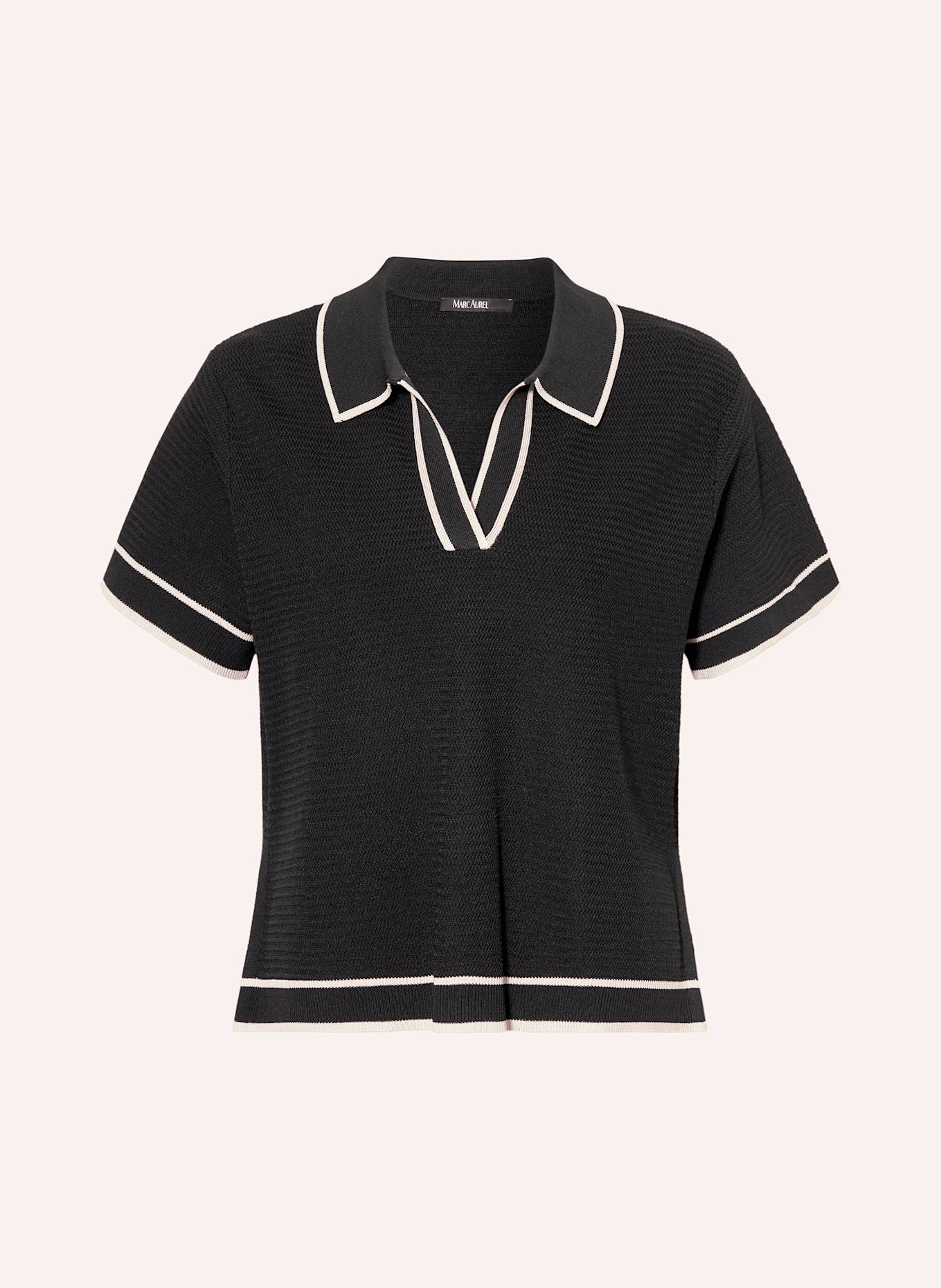 MARC AUREL Strick-Poloshirt: SCHWARZ / WEISS
