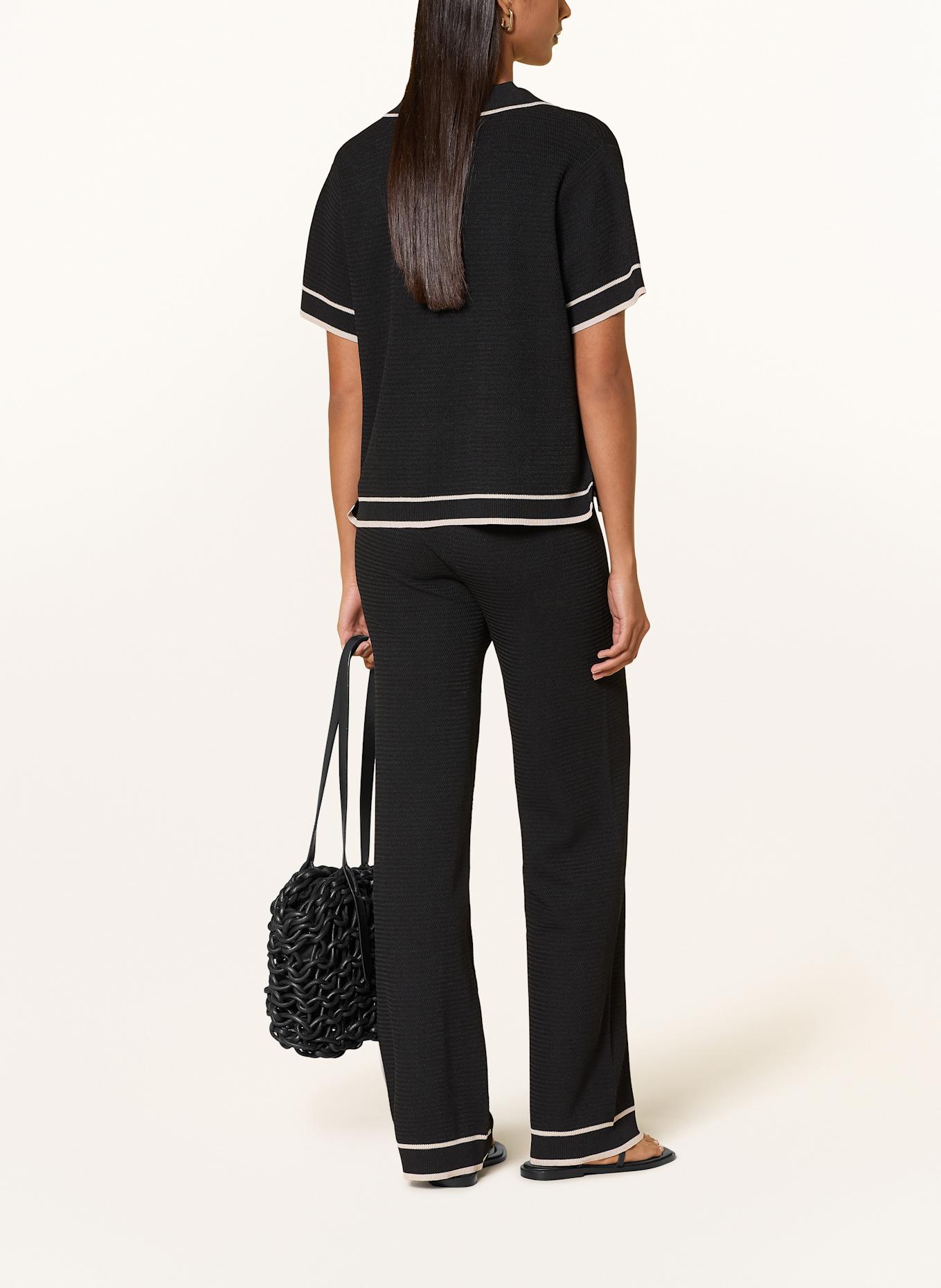 MARC AUREL Strick-Poloshirt: SCHWARZ / WEISS