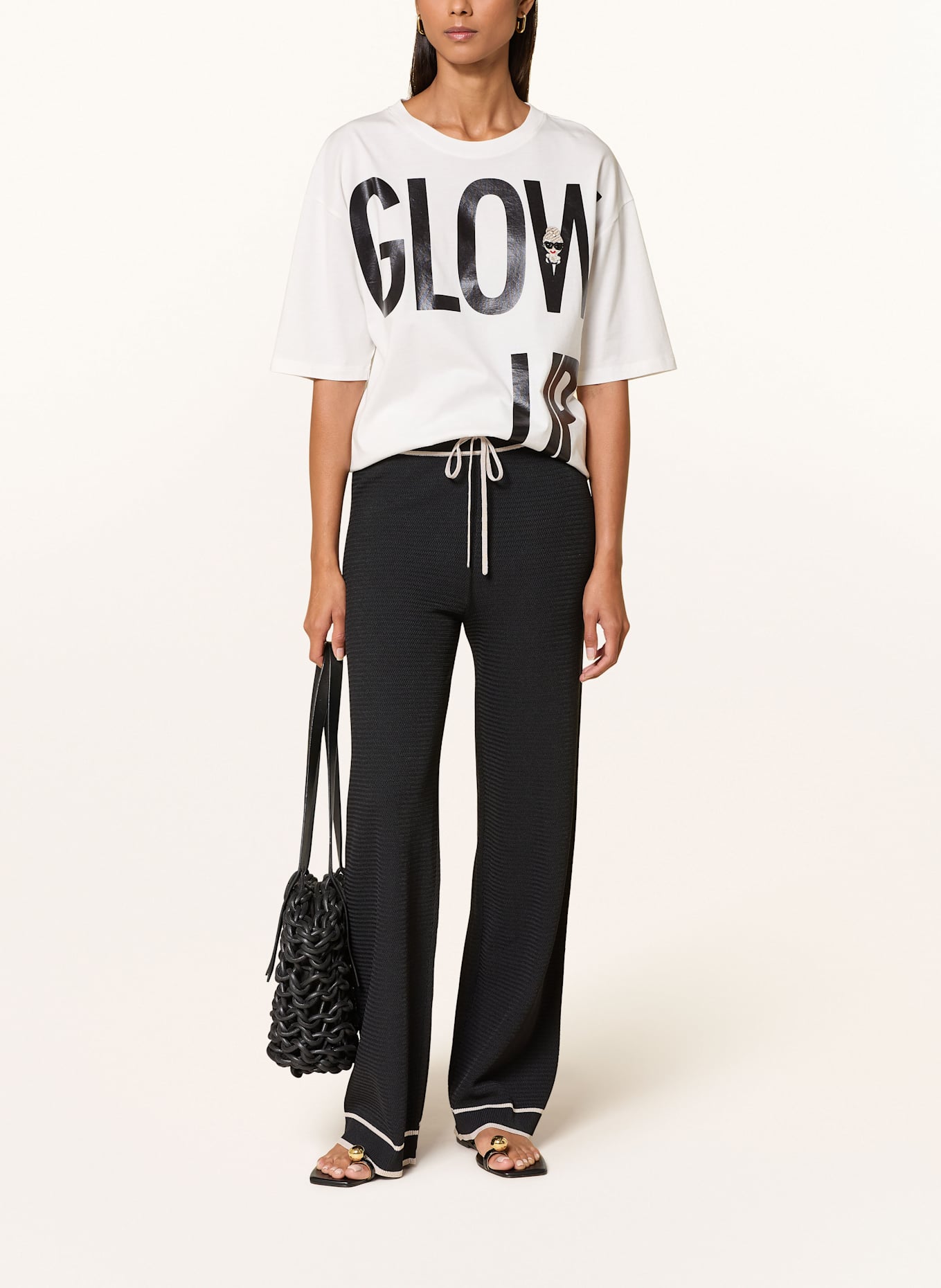 MARC AUREL Oversized-Shirt mit Schmucksteinen: WEISS