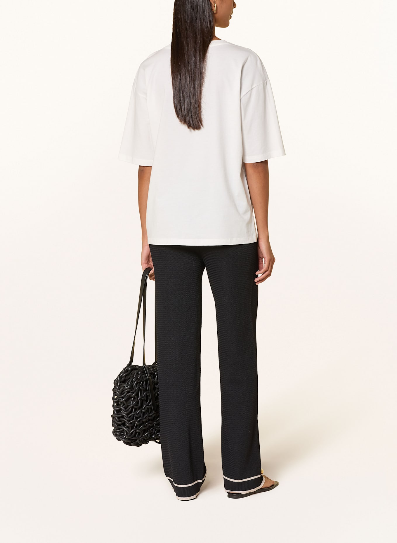 MARC AUREL Oversized-Shirt mit Schmucksteinen: WEISS