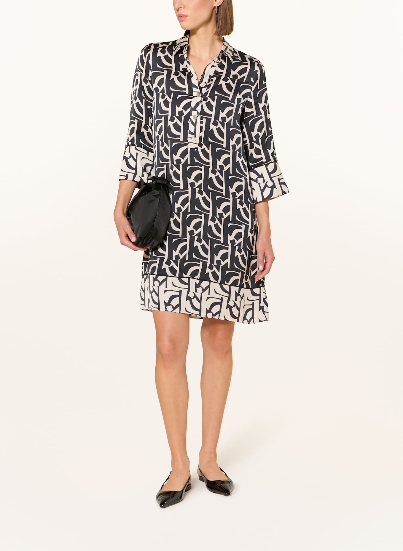 MARC AUREL Kleid mit 3/4-Arm: SCHWARZ / CREME