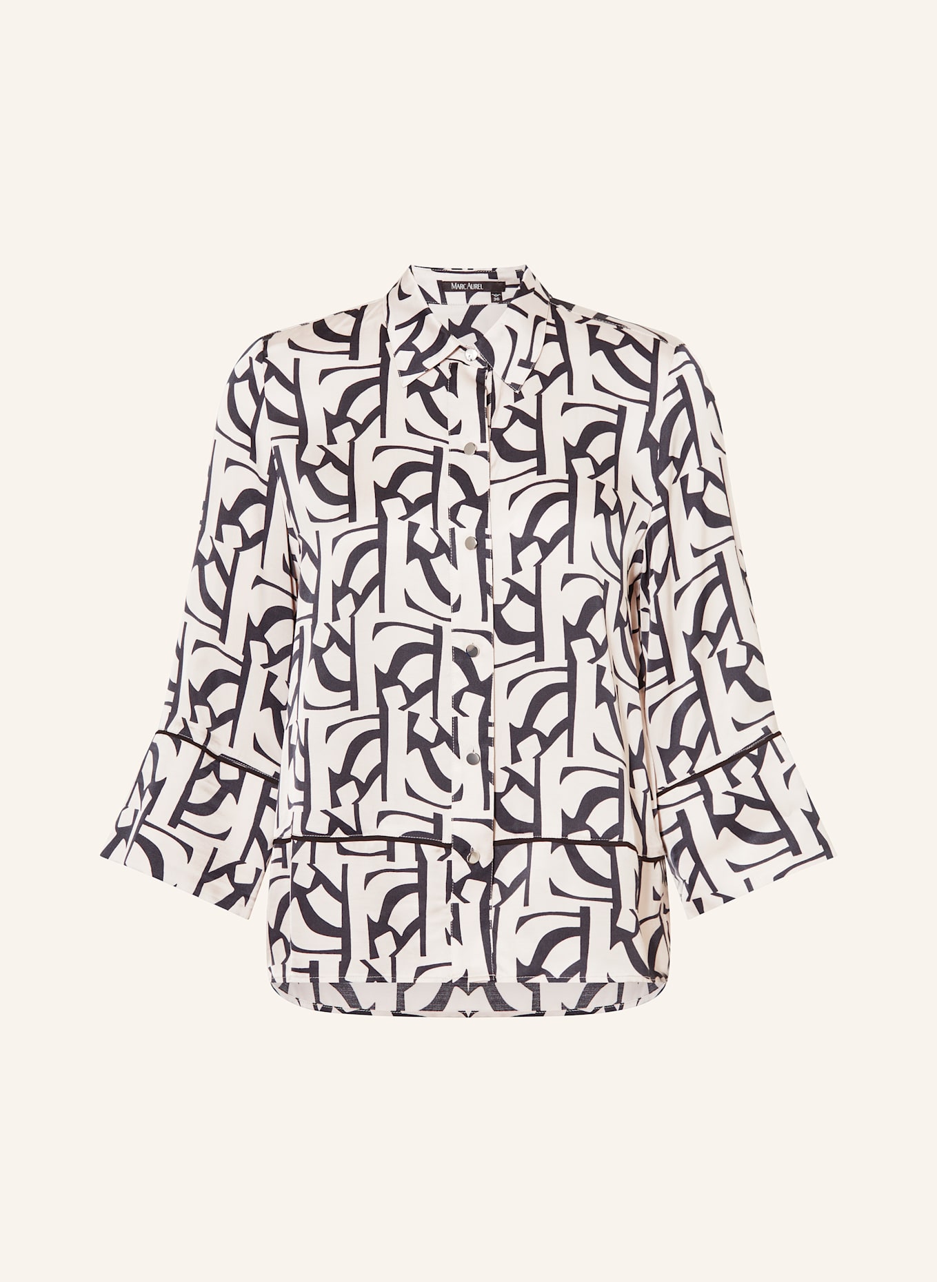 MARC AUREL Shirt blouse with 3/4 sleeves: ECRU / BLACK