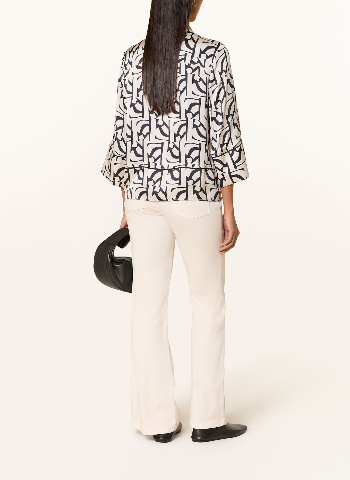 MARC AUREL Shirt blouse with 3/4 sleeves: ECRU / BLACK