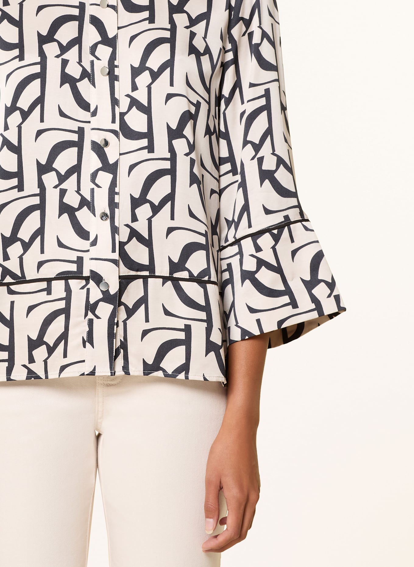 MARC AUREL Shirt blouse with 3/4 sleeves: ECRU / BLACK