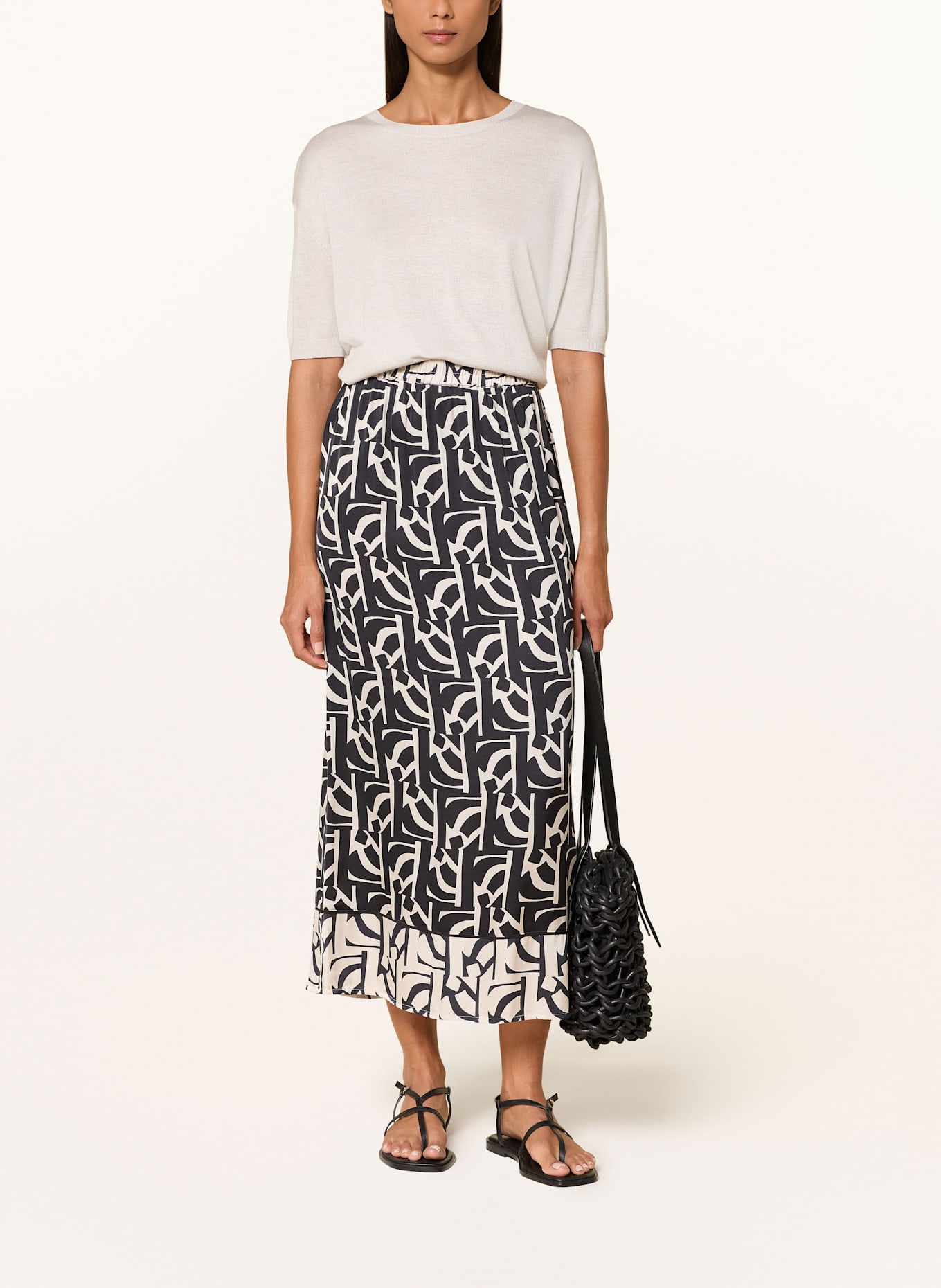 MARC AUREL Skirt: BLACK / BEIGE
