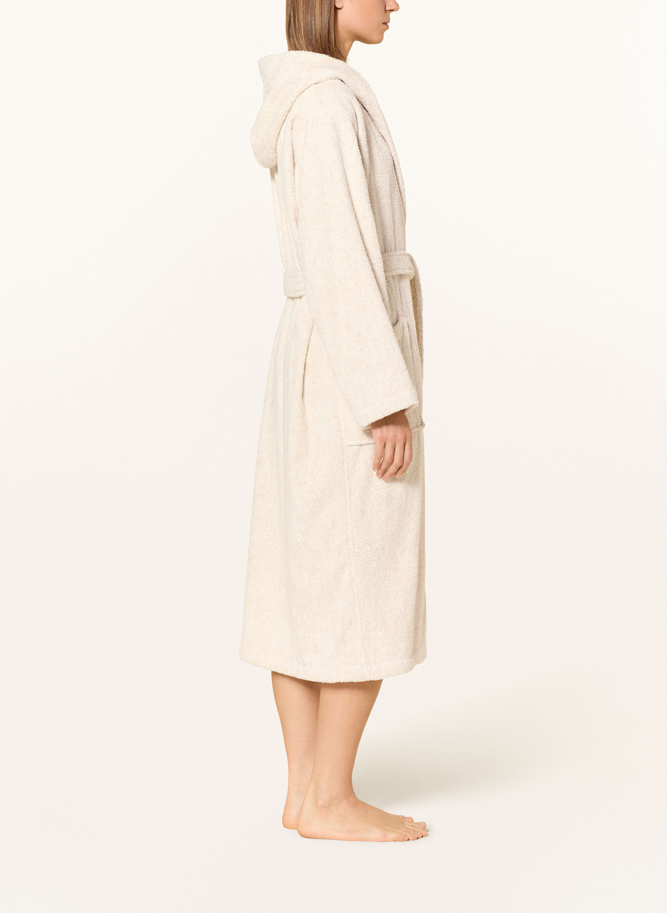 Cawö Unisex-Bademantel SAUNA mit Kapuze: BEIGE