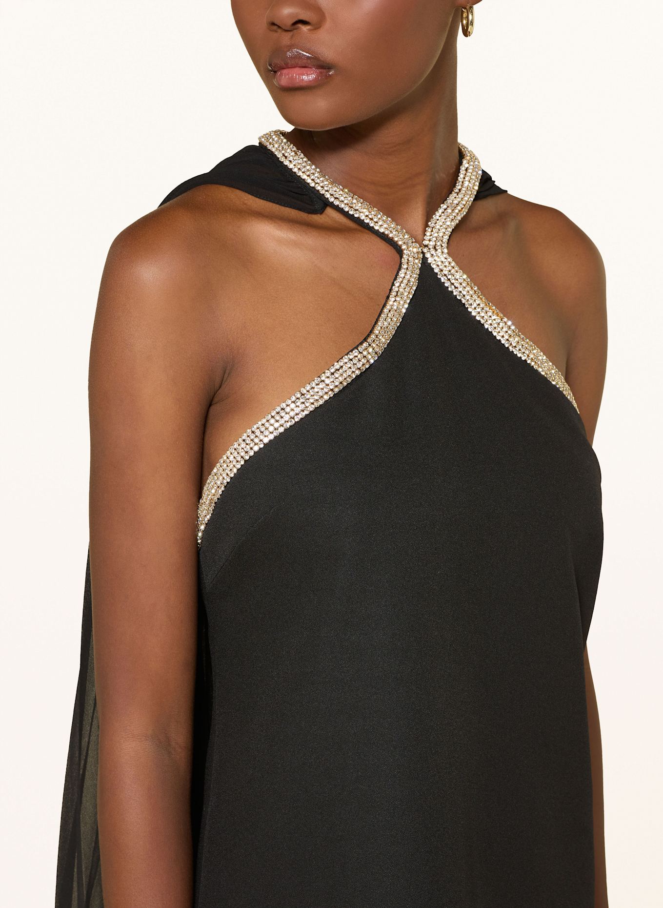 SANDRO Kleid mit Schmucksteinen: SCHWARZ