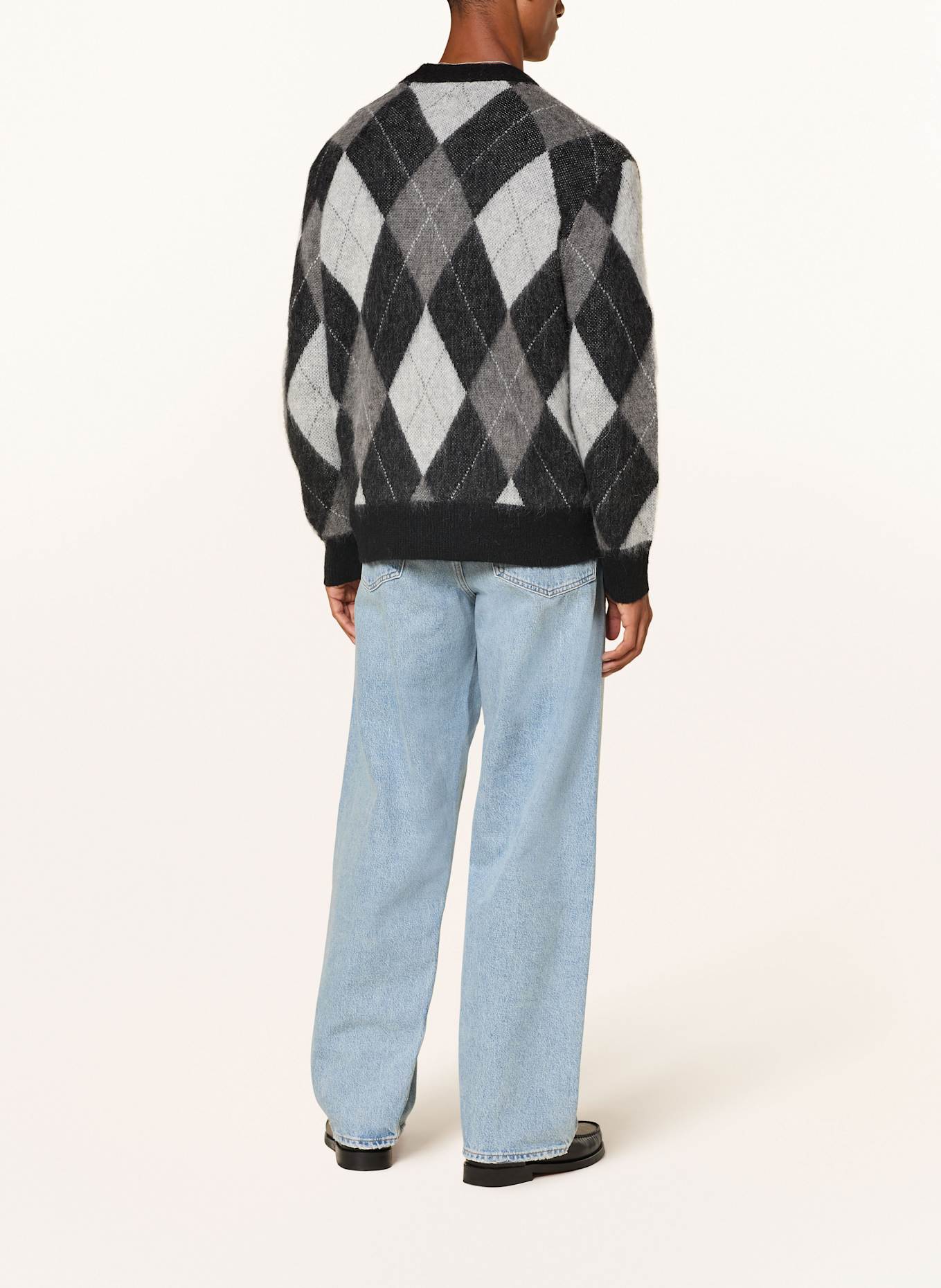 ALLSAINTS Strickjacke BOWER: SCHWARZ / GRAU / HELLGRAU