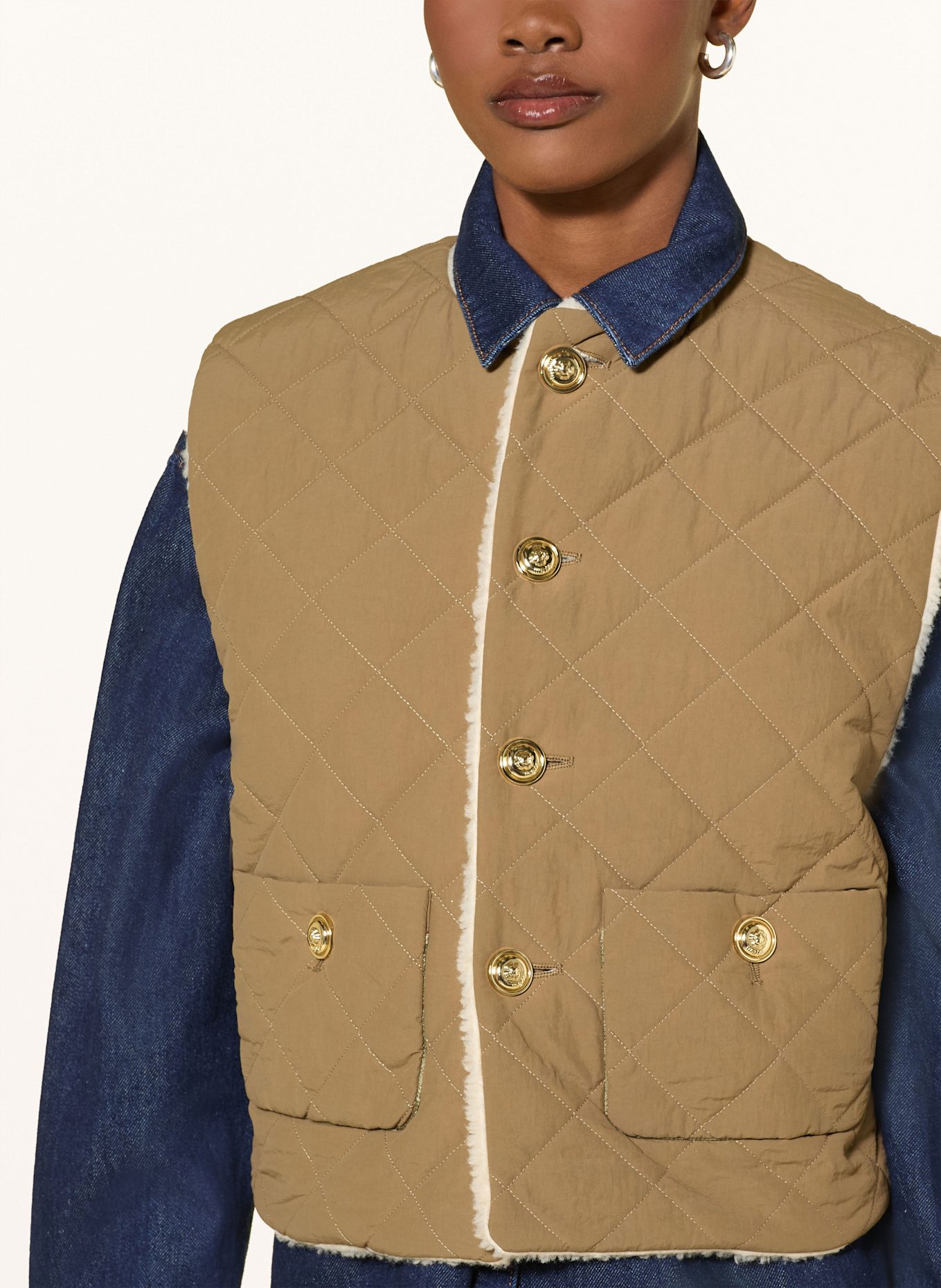 maje Teddyfell-Weste zum Wenden: ECRU / BEIGE