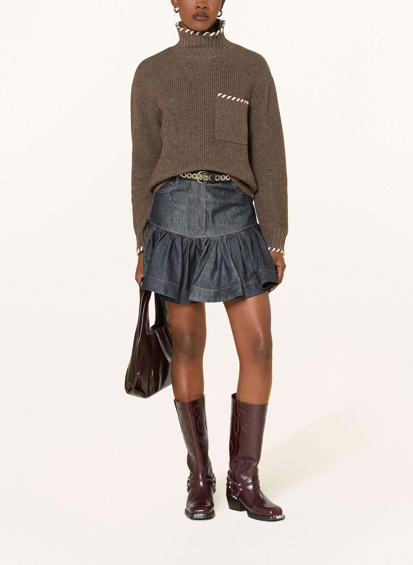 SANDRO Pullover: BRAUN / CREME