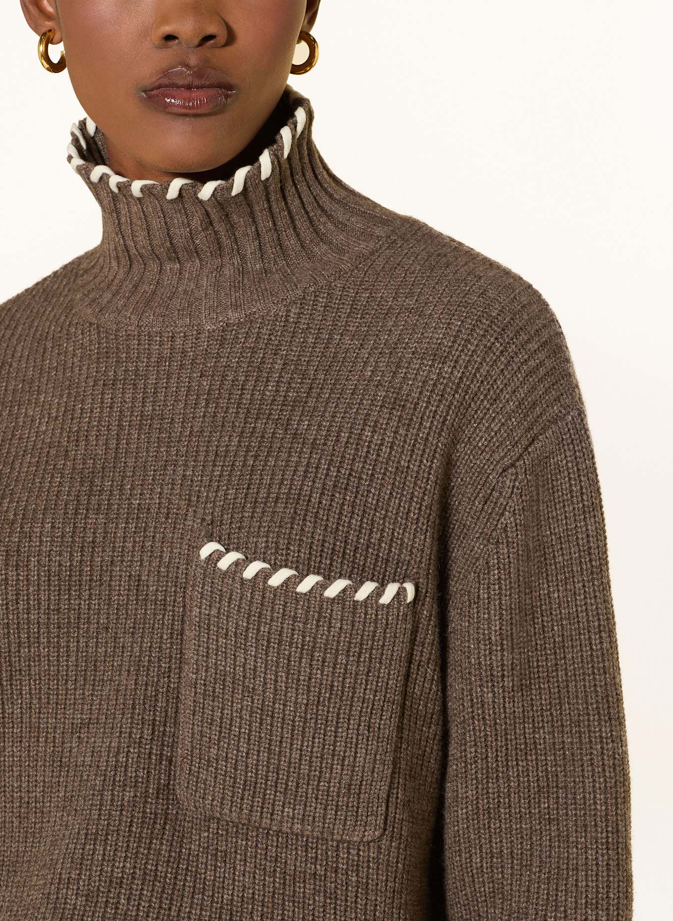 SANDRO Pullover: BRAUN / CREME