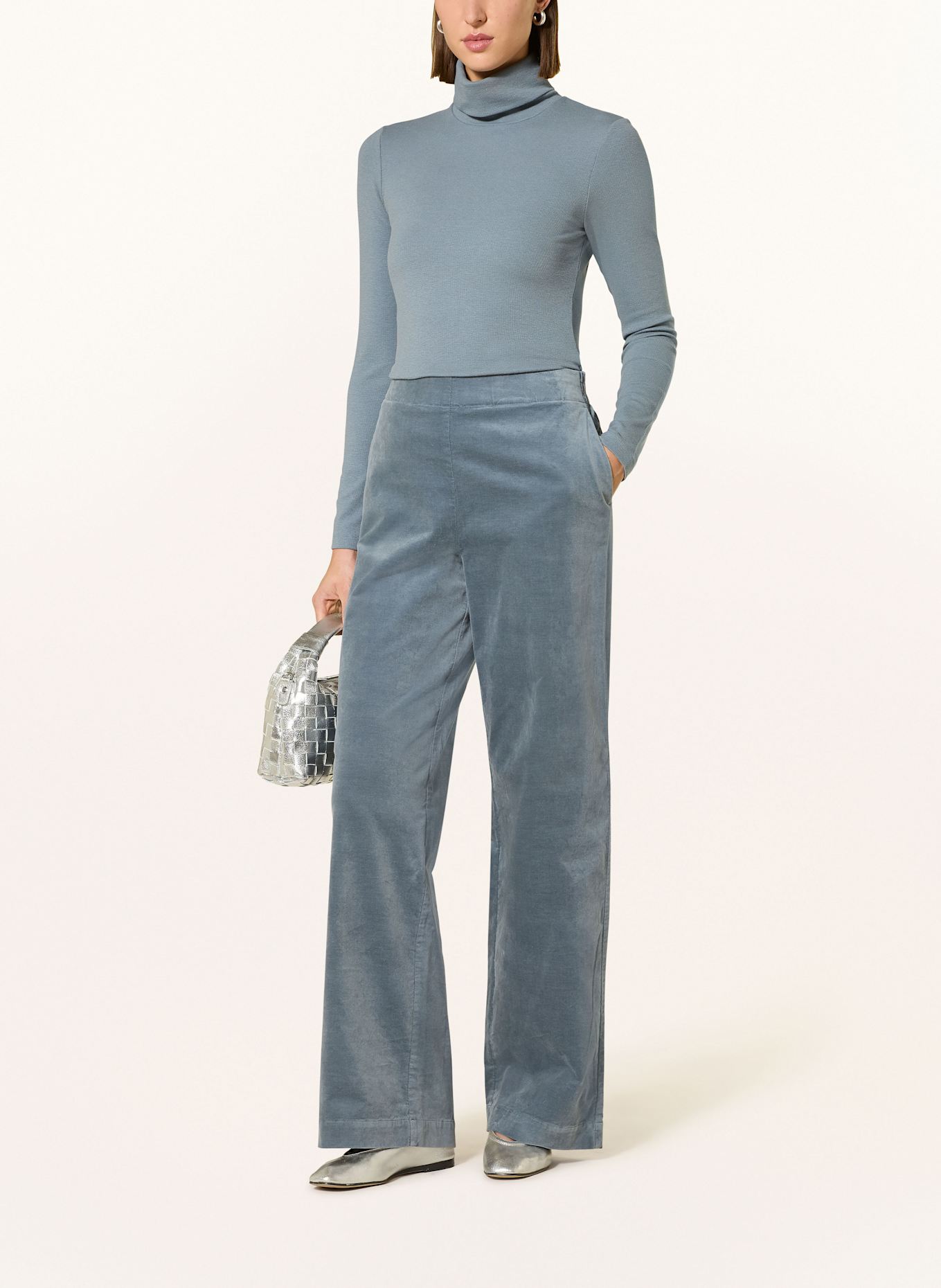 Marc O'Polo Marlenehose aus Samt: BLAUGRAU