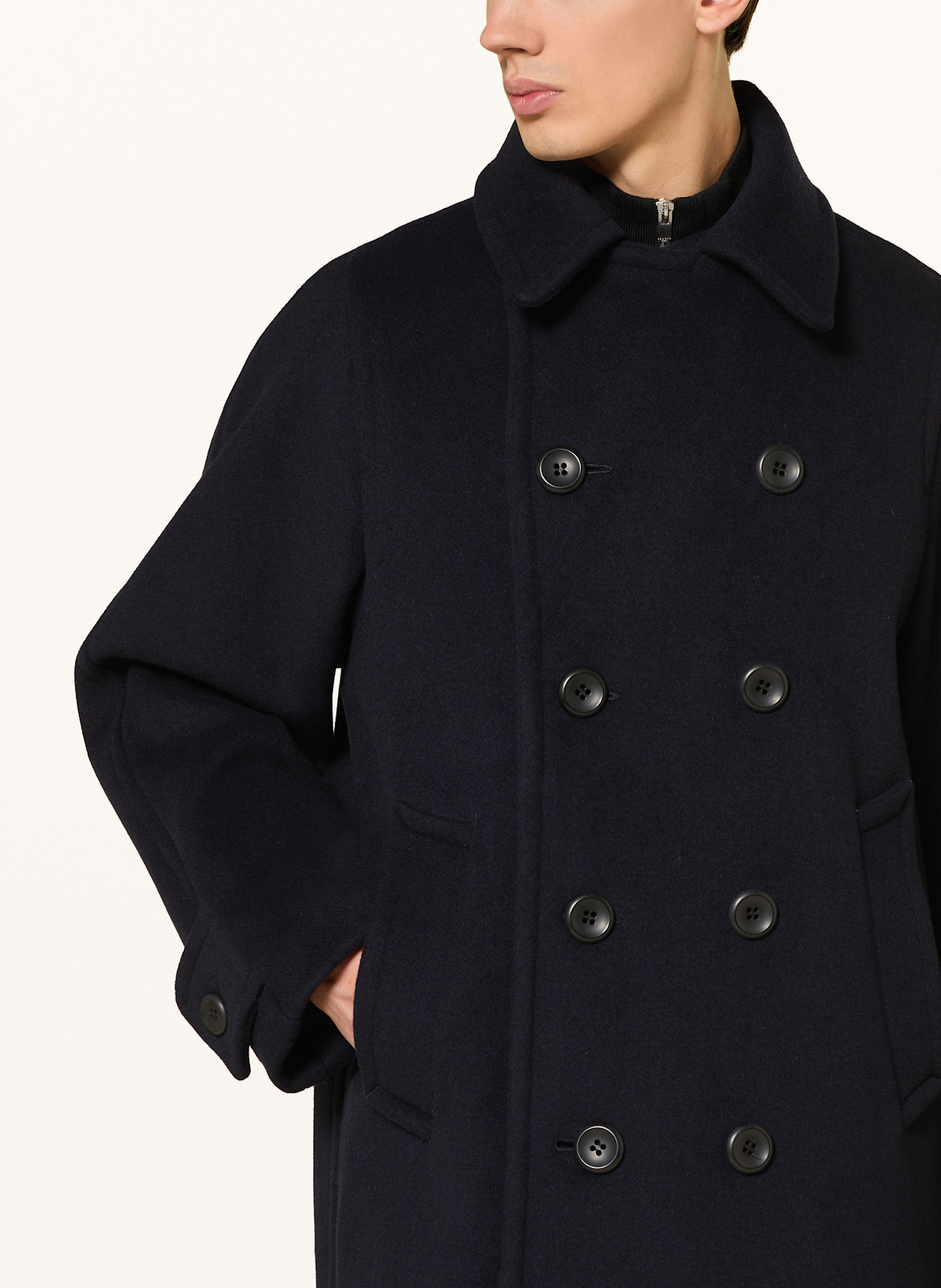 SANDRO Wollmantel: DUNKELBLAU