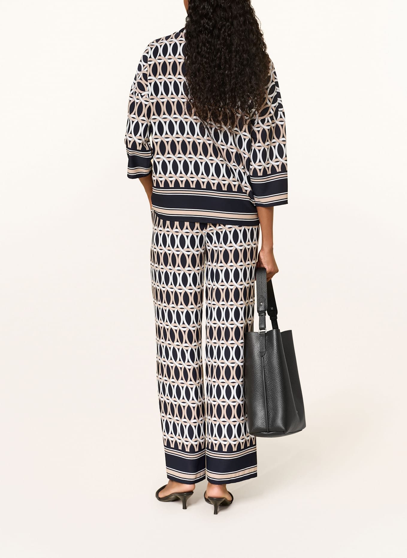 Joseph Ribkoff Marlenehose aus Satin: DUNKELBLAU / BEIGE / WEISS