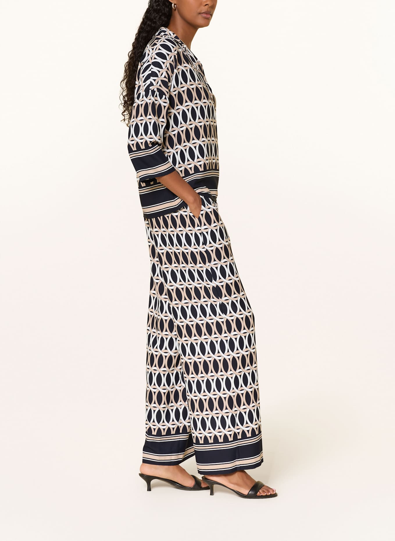 Joseph Ribkoff Marlenehose aus Satin: DUNKELBLAU / BEIGE / WEISS