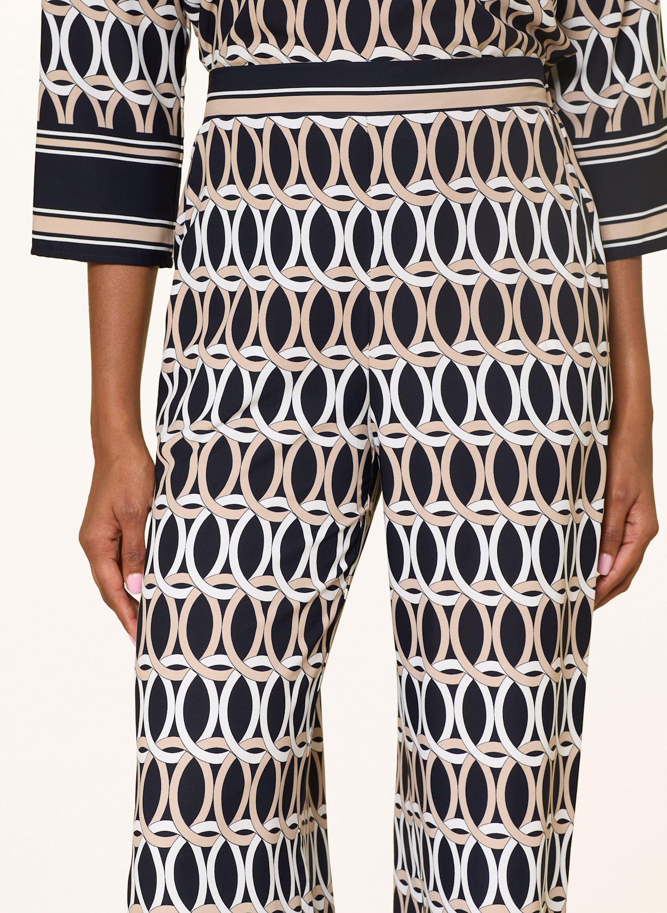 Joseph Ribkoff Marlenehose aus Satin: DUNKELBLAU / BEIGE / WEISS