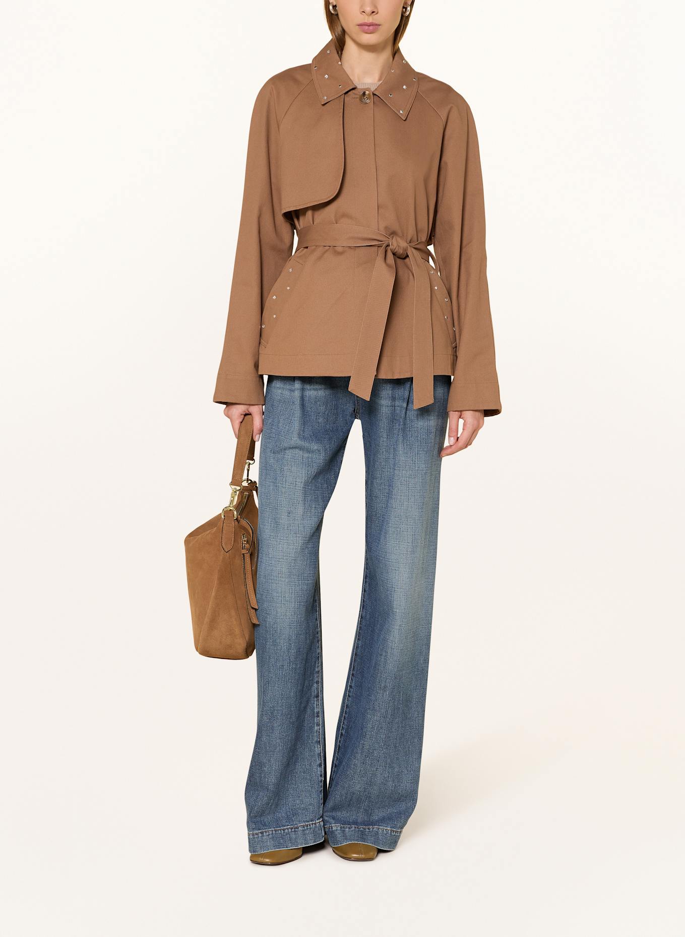 Joseph Ribkoff Jacket with decorative gems: BROWN