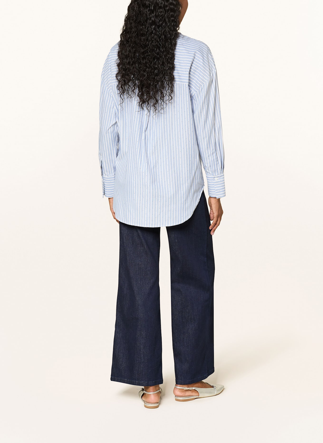 Joseph Ribkoff Oversized-Hemdbluse mit Schmucksteinen: ECRU / HELLBLAU