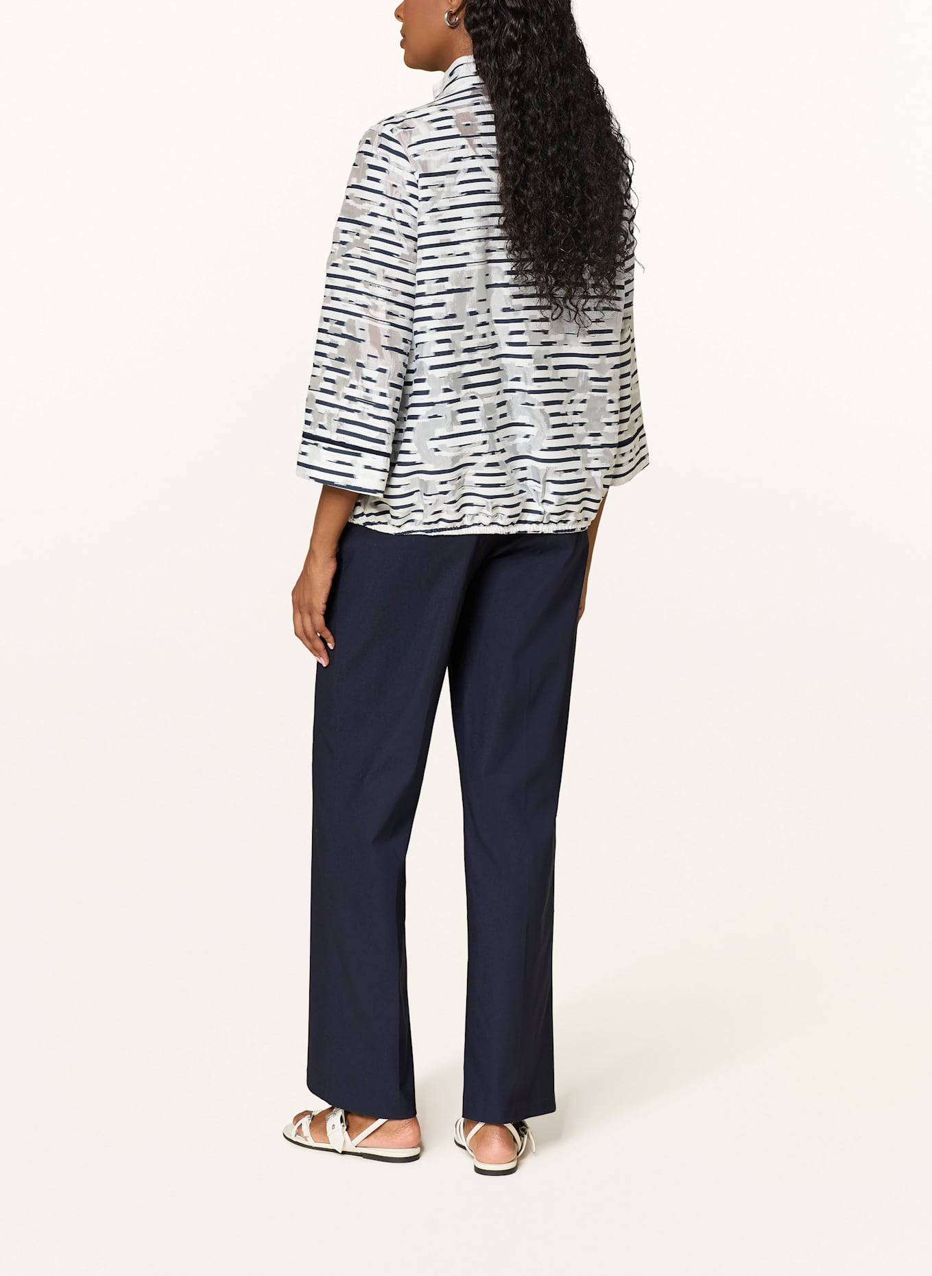 Joseph Ribkoff Jacket with 3/4 sleeve: WHITE / DARK BLUE