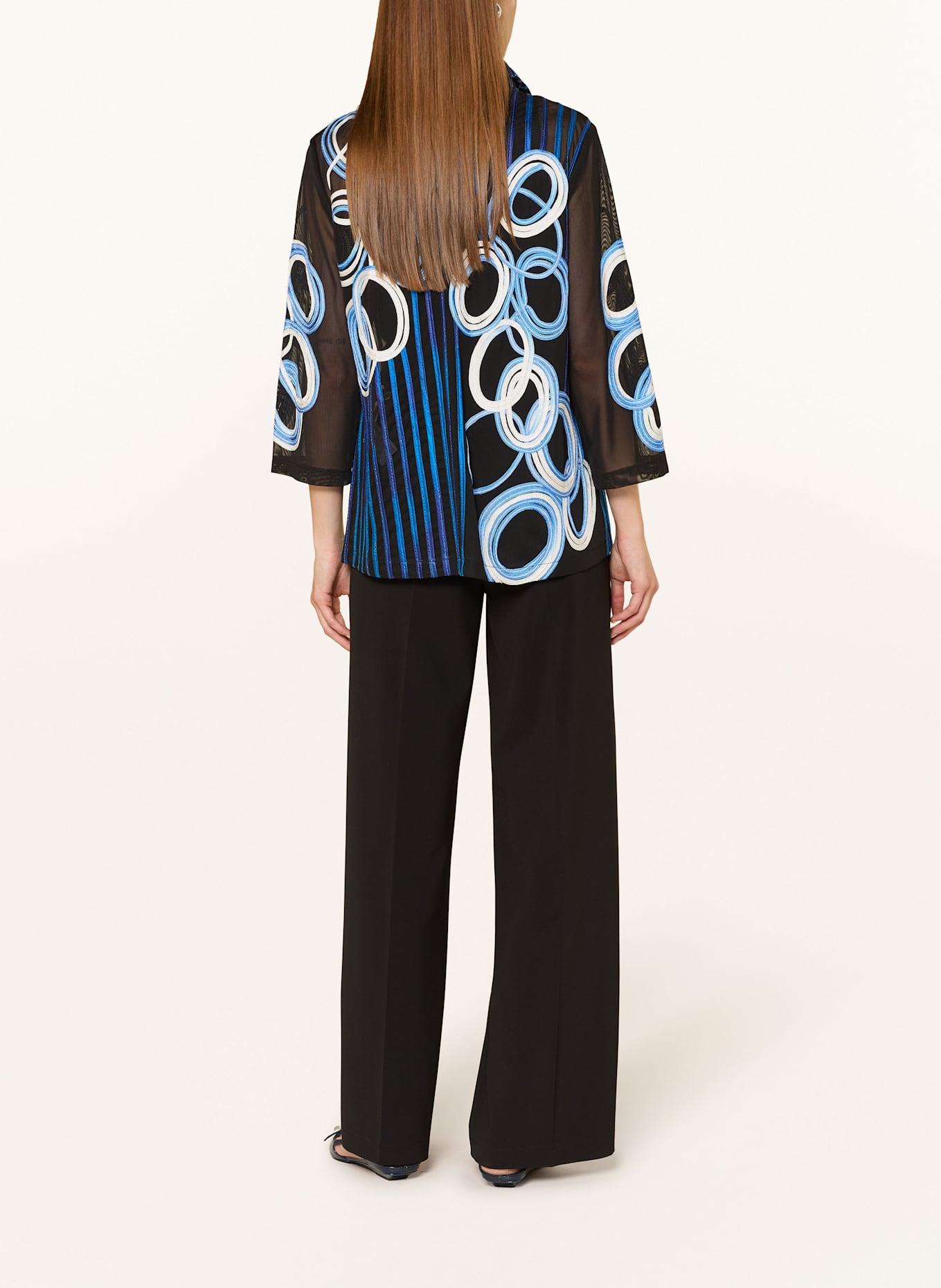 Joseph Ribkoff Mesh-Overjacket mit 3/4-Arm: SCHWARZ / BLAU / WEISS