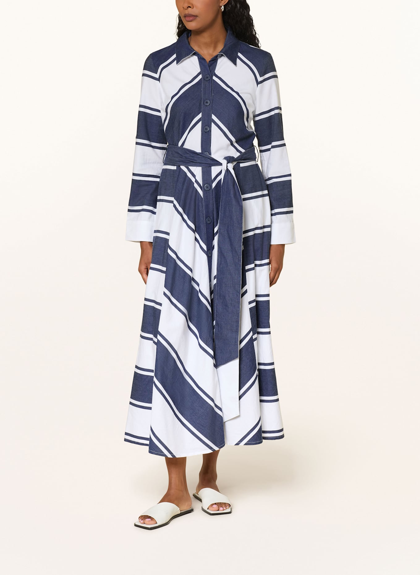 Joseph Ribkoff Hemdblusenkleid: DUNKELBLAU / WEISS