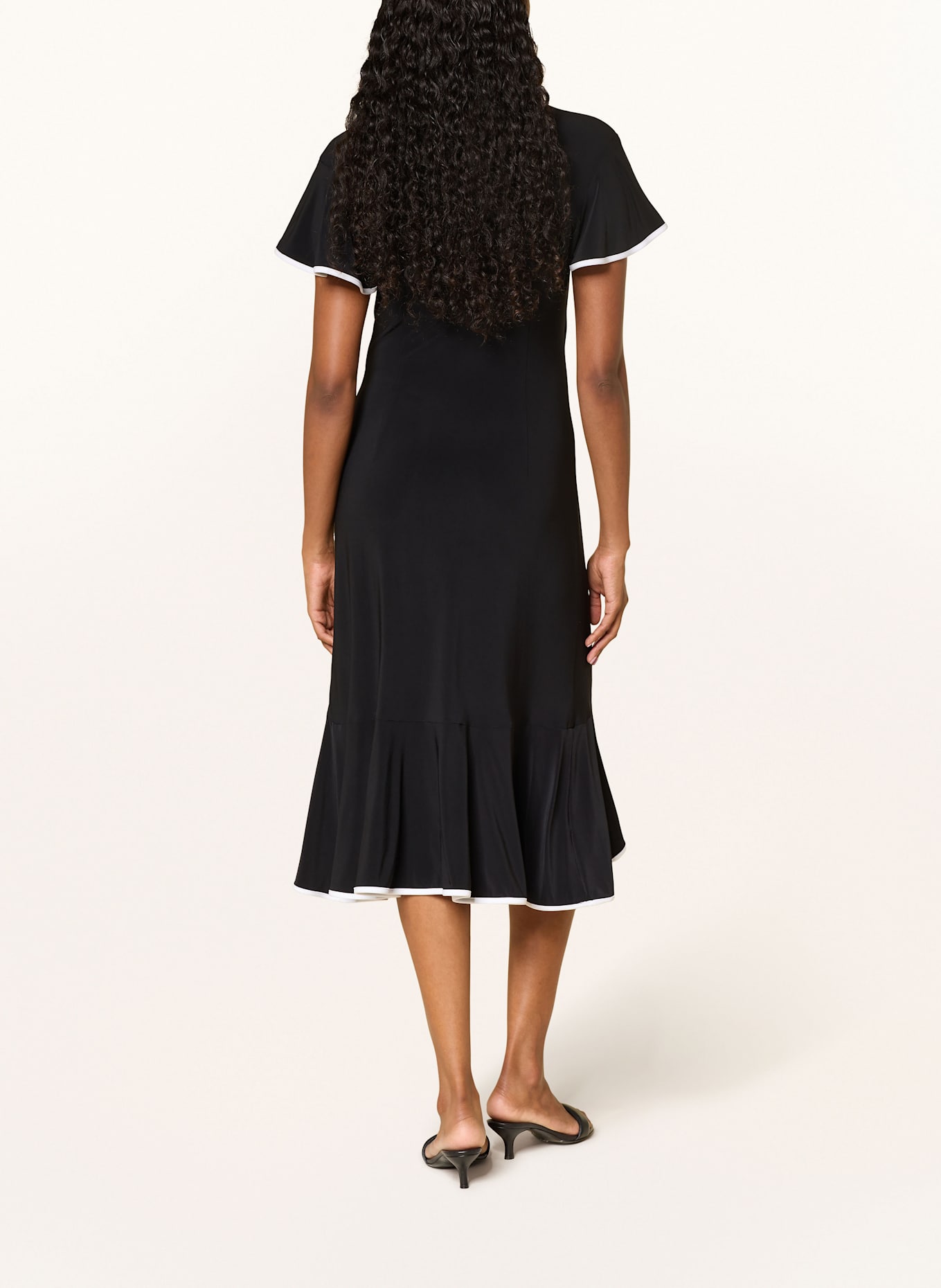 Joseph Ribkoff Jersey dress in wrap look: BLACK / ECRU