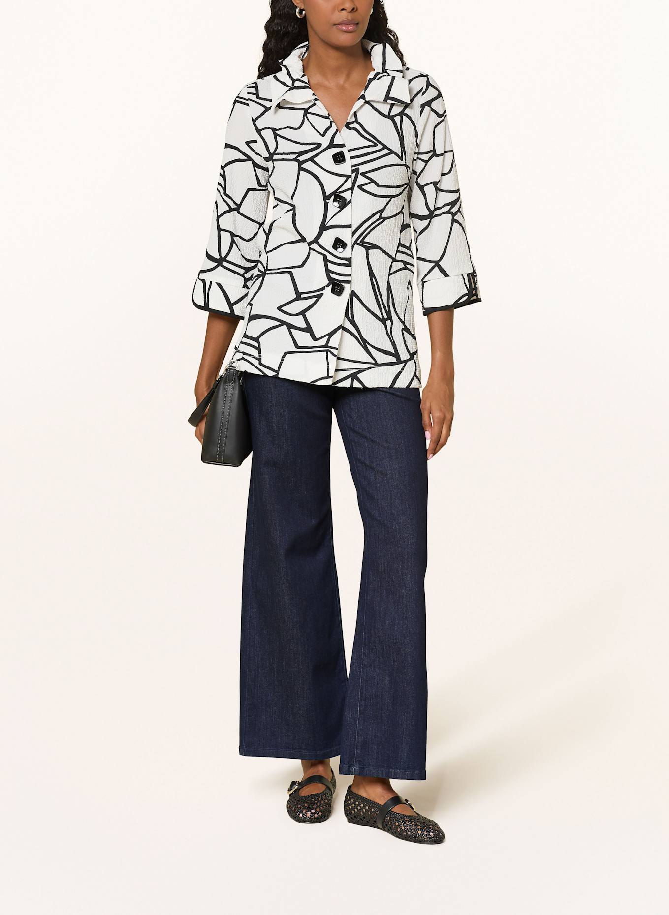 Joseph Ribkoff Kurtka z rękawem 3/4: ECRU / CZARNY