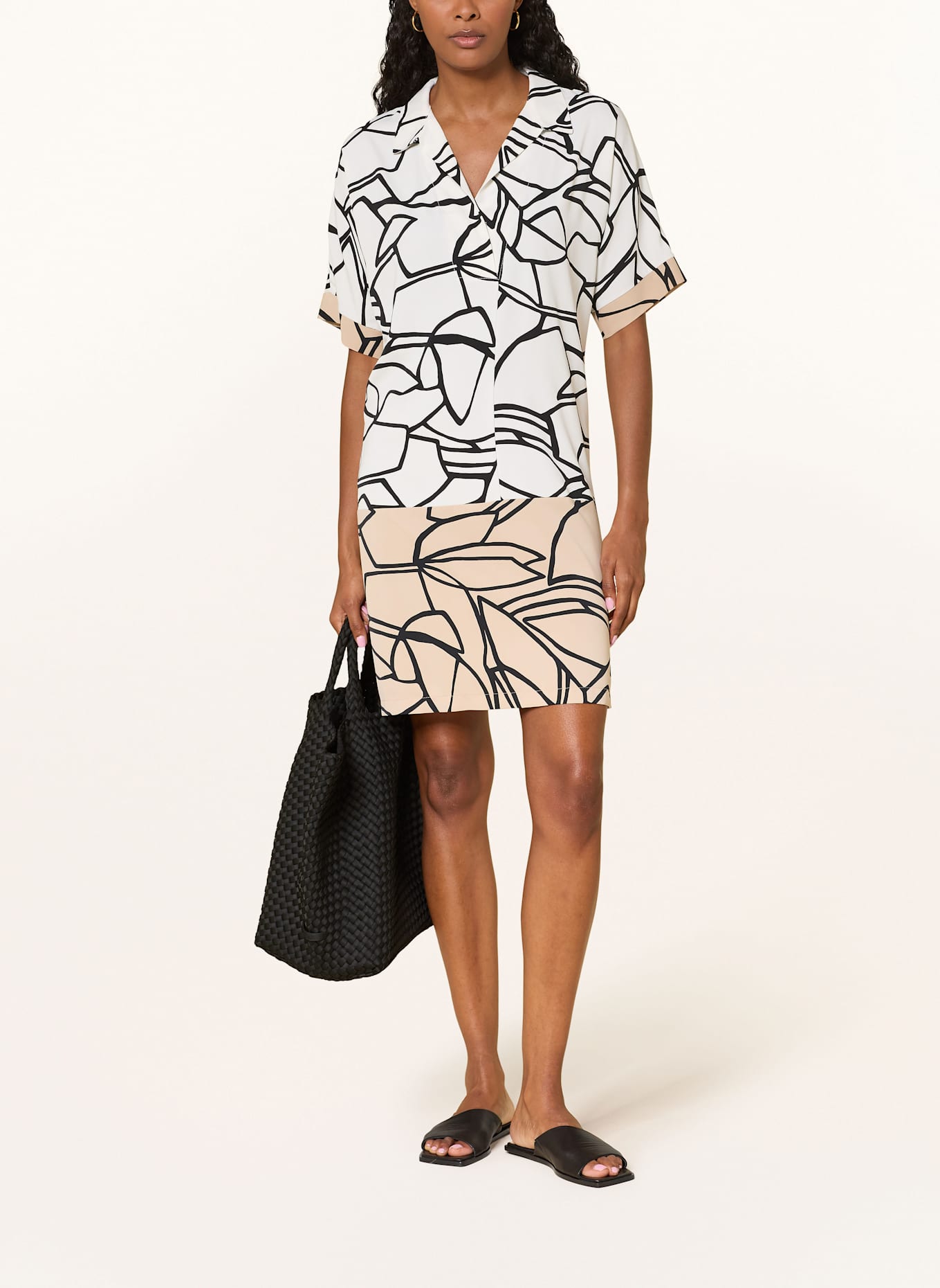 Joseph Ribkoff Hemdblusenkleid: ECRU / SCHWARZ / BEIGE