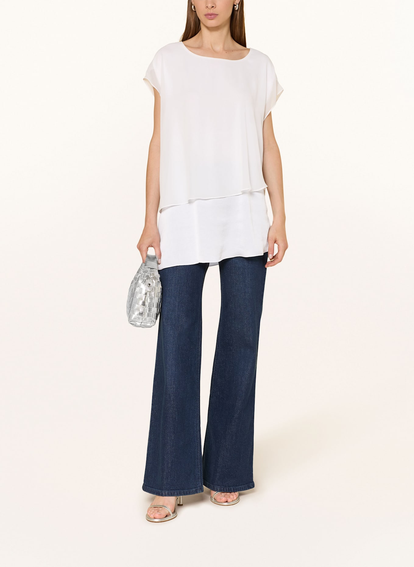 Joseph Ribkoff Blusenshirt im Materialmix: WEISS