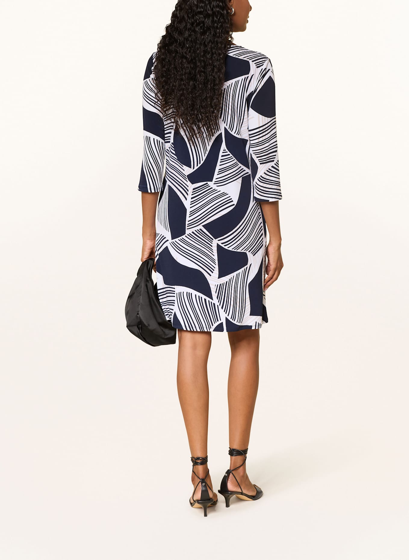 Joseph Ribkoff Žerzejové šaty s 3/4 rukávem: TMAVĚ MODRÁ / BÍLÁ / BÉŽOVÁ