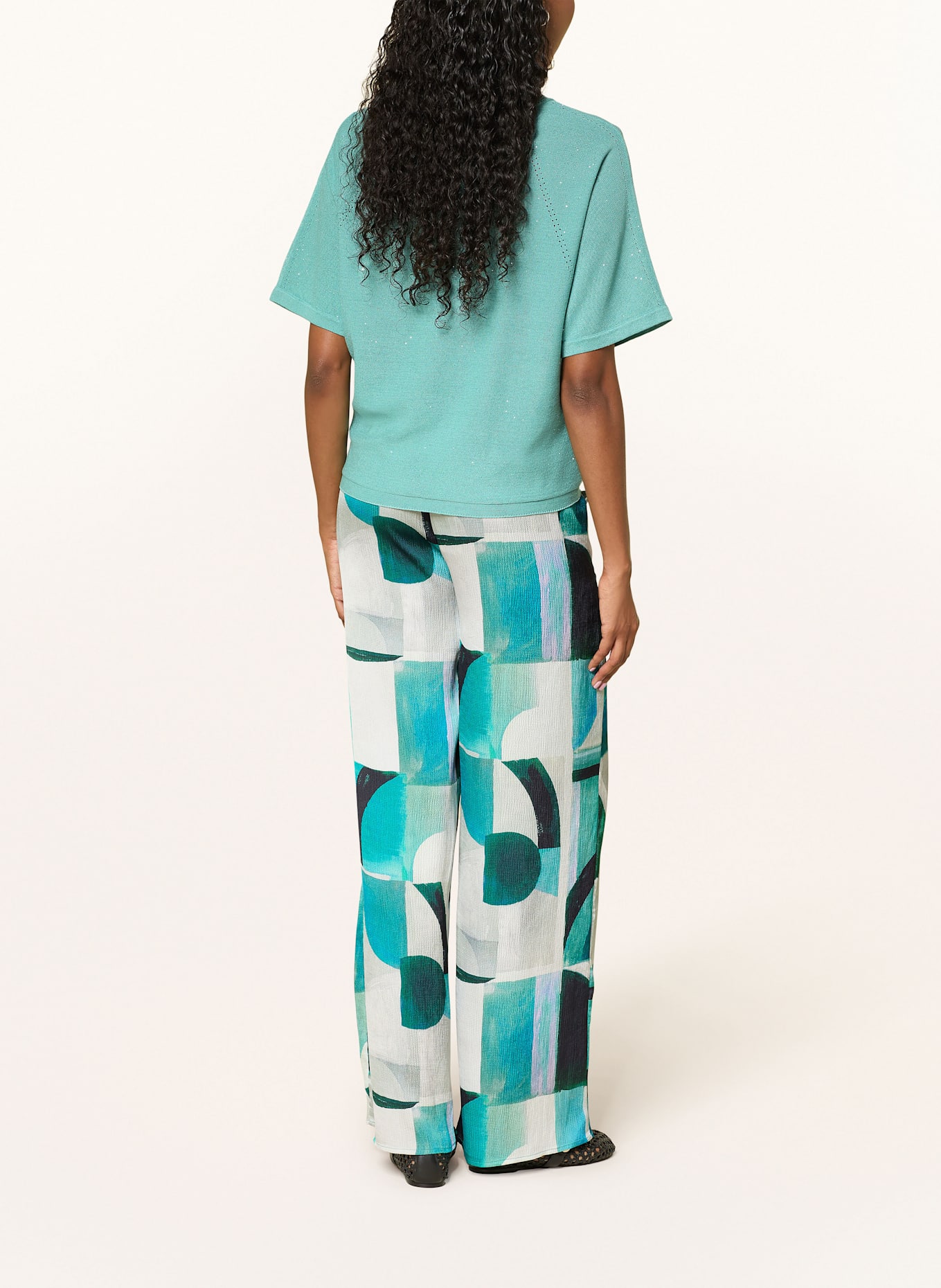 Joseph Ribkoff Gebreid shirt met pailletten: TURQUOISE