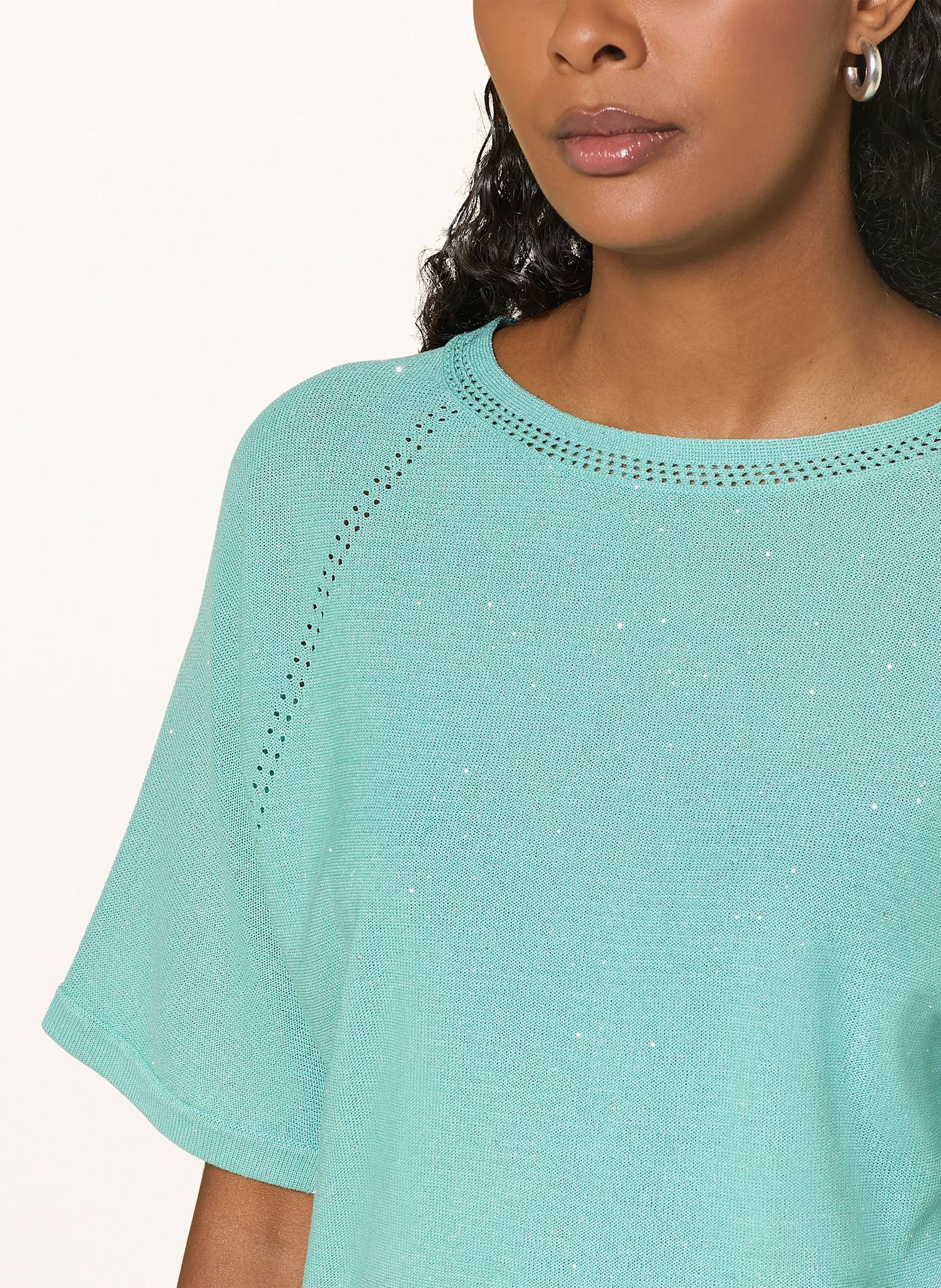 Joseph Ribkoff Gebreid shirt met pailletten: TURQUOISE