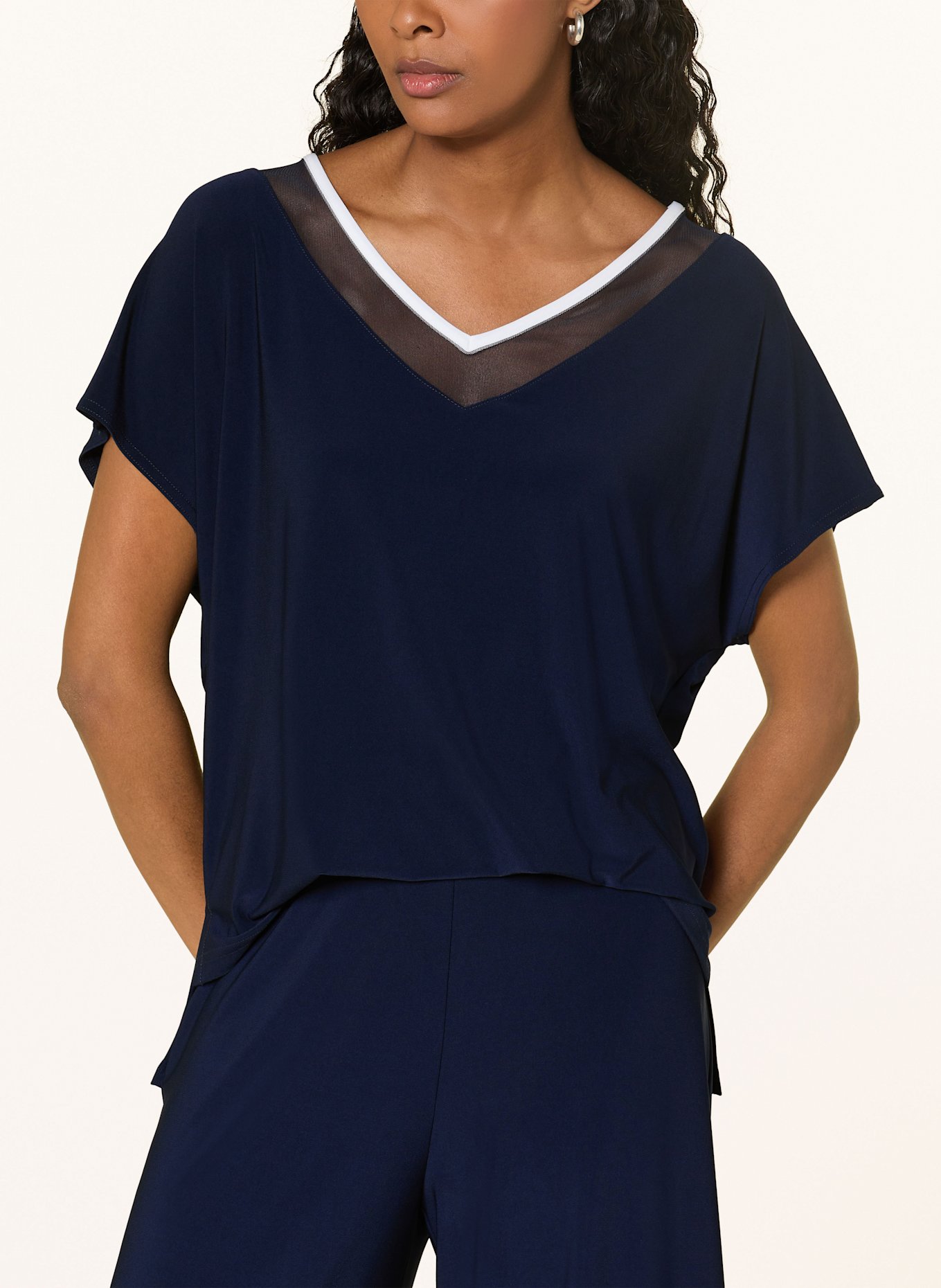Joseph Ribkoff Jersey jumpsuit: DARK BLUE / WHITE