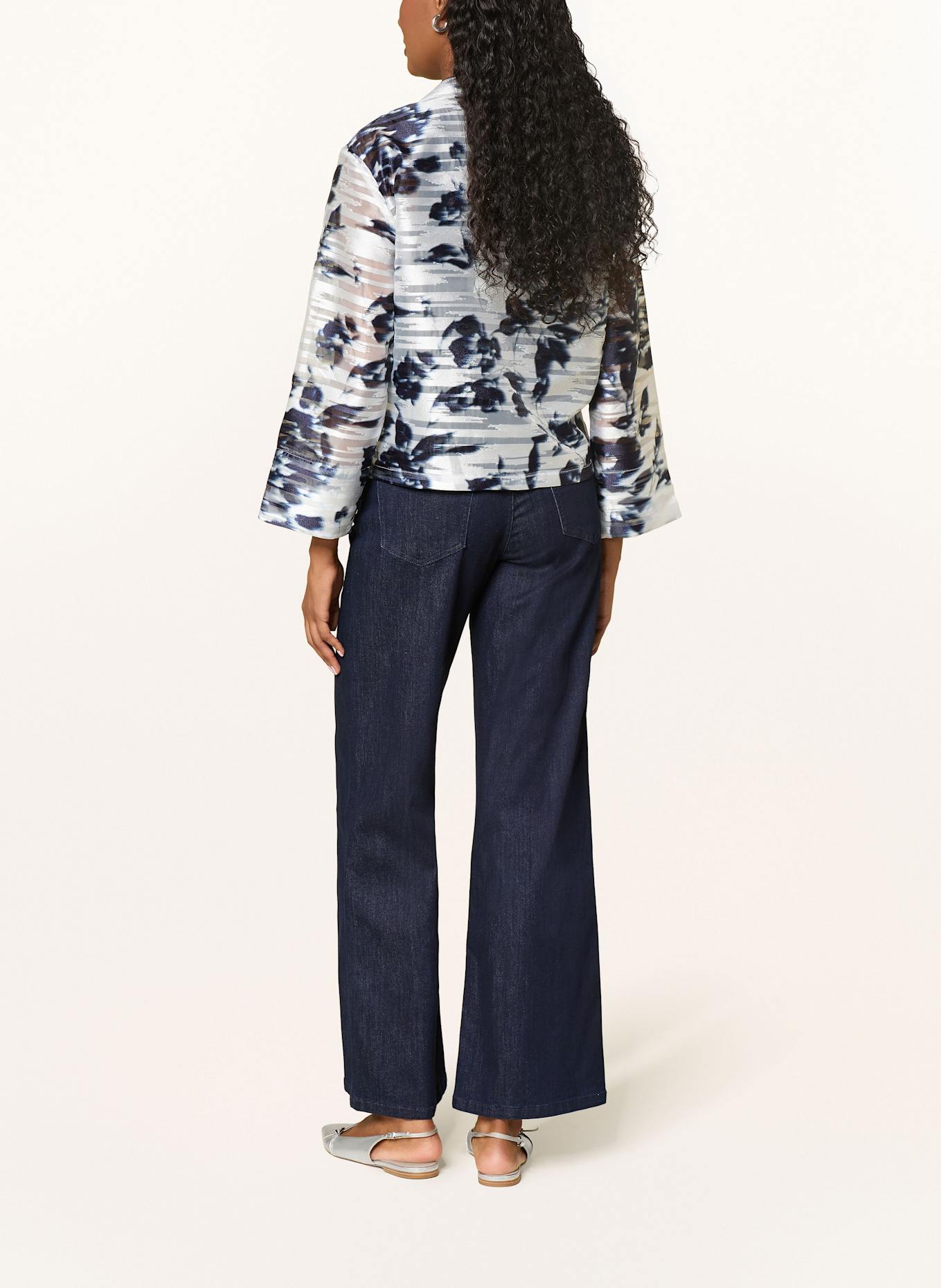 Joseph Ribkoff Boxy jacket: SILVER / DARK BLUE