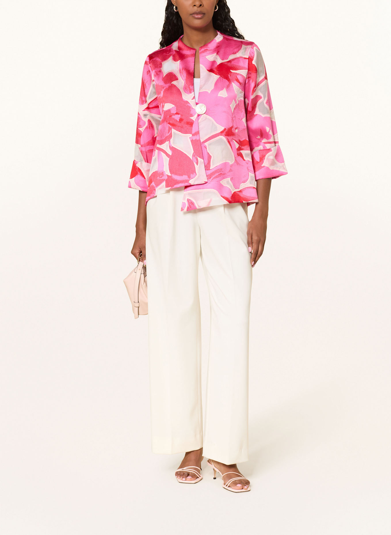 Joseph Ribkoff Bunda hranatého střihu s 3/4 rukávem: RŮŽOVÁ / ČERVENÁ / SVĚTLE RŮŽOVÁ