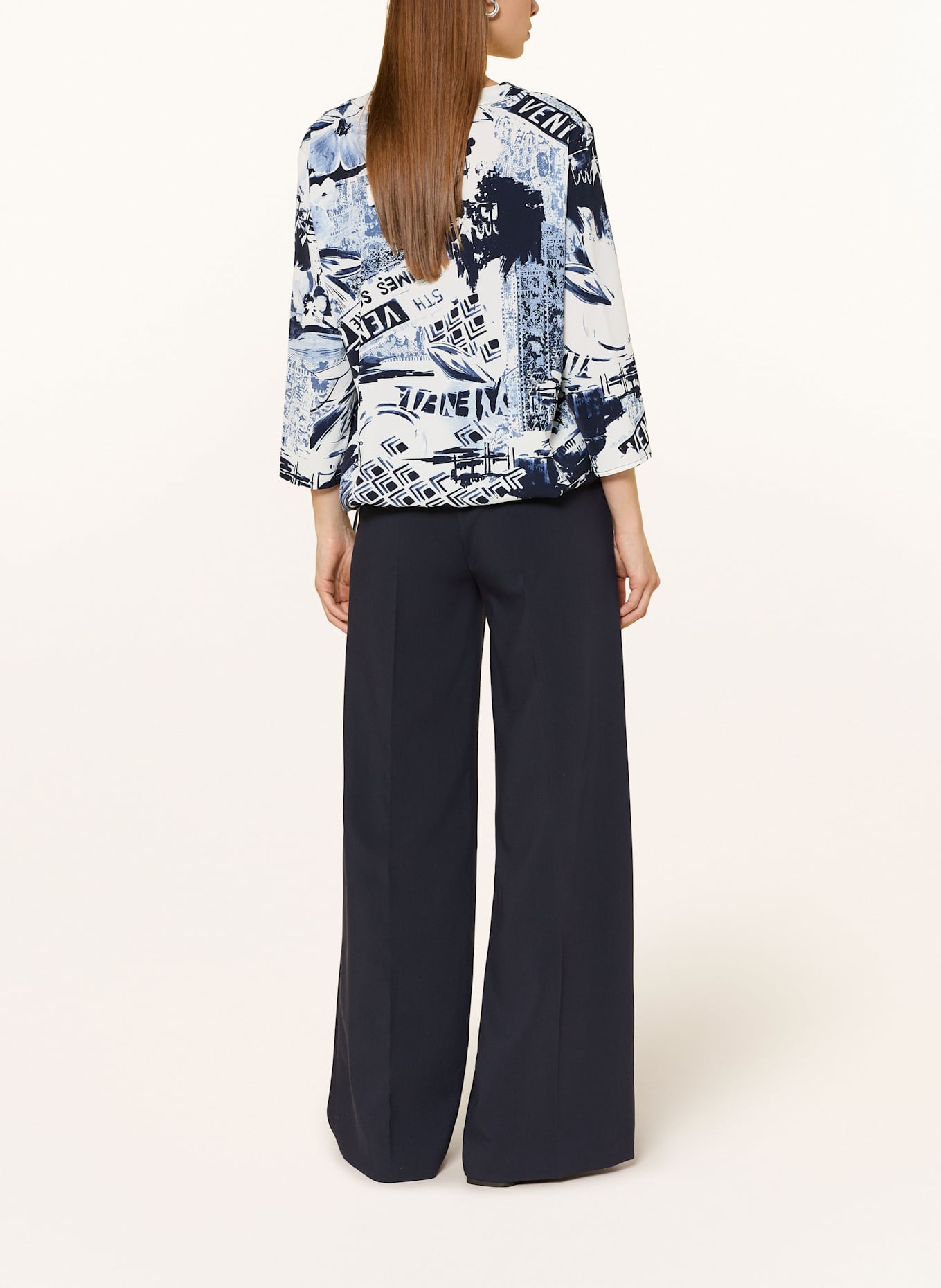 Joseph Ribkoff Blusenshirt aus Satin mit 3/4-Arm: DUNKELBLAU / WEISS