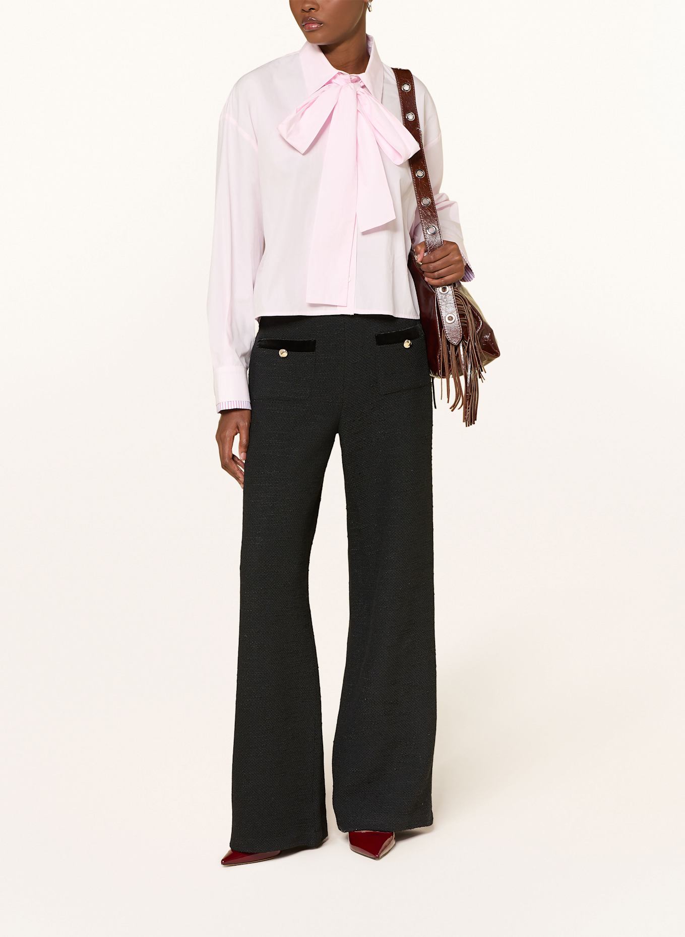 maje Marlenehose aus Tweed: SCHWARZ