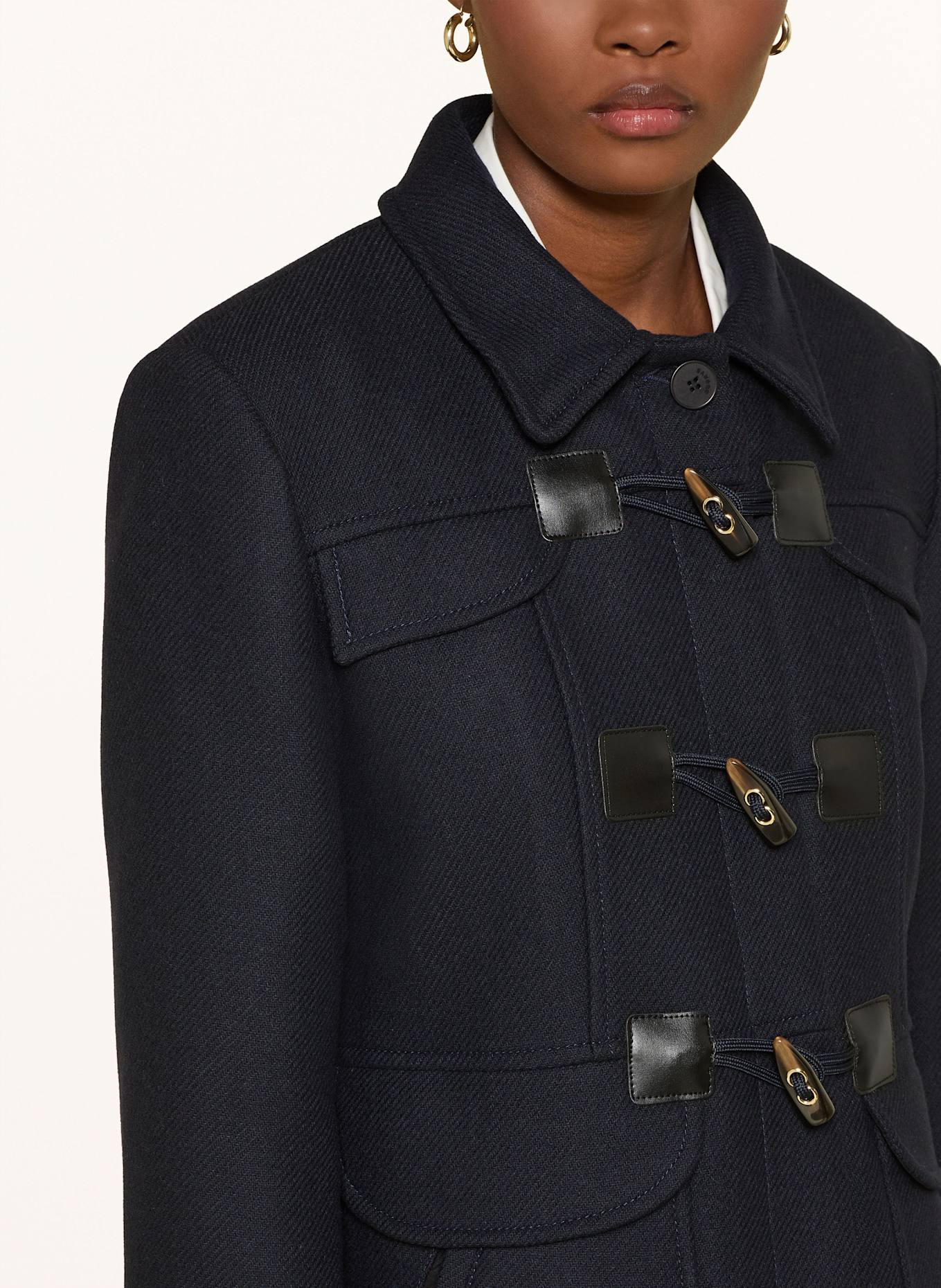 SANDRO Mantel im Materialmix: DUNKELBLAU