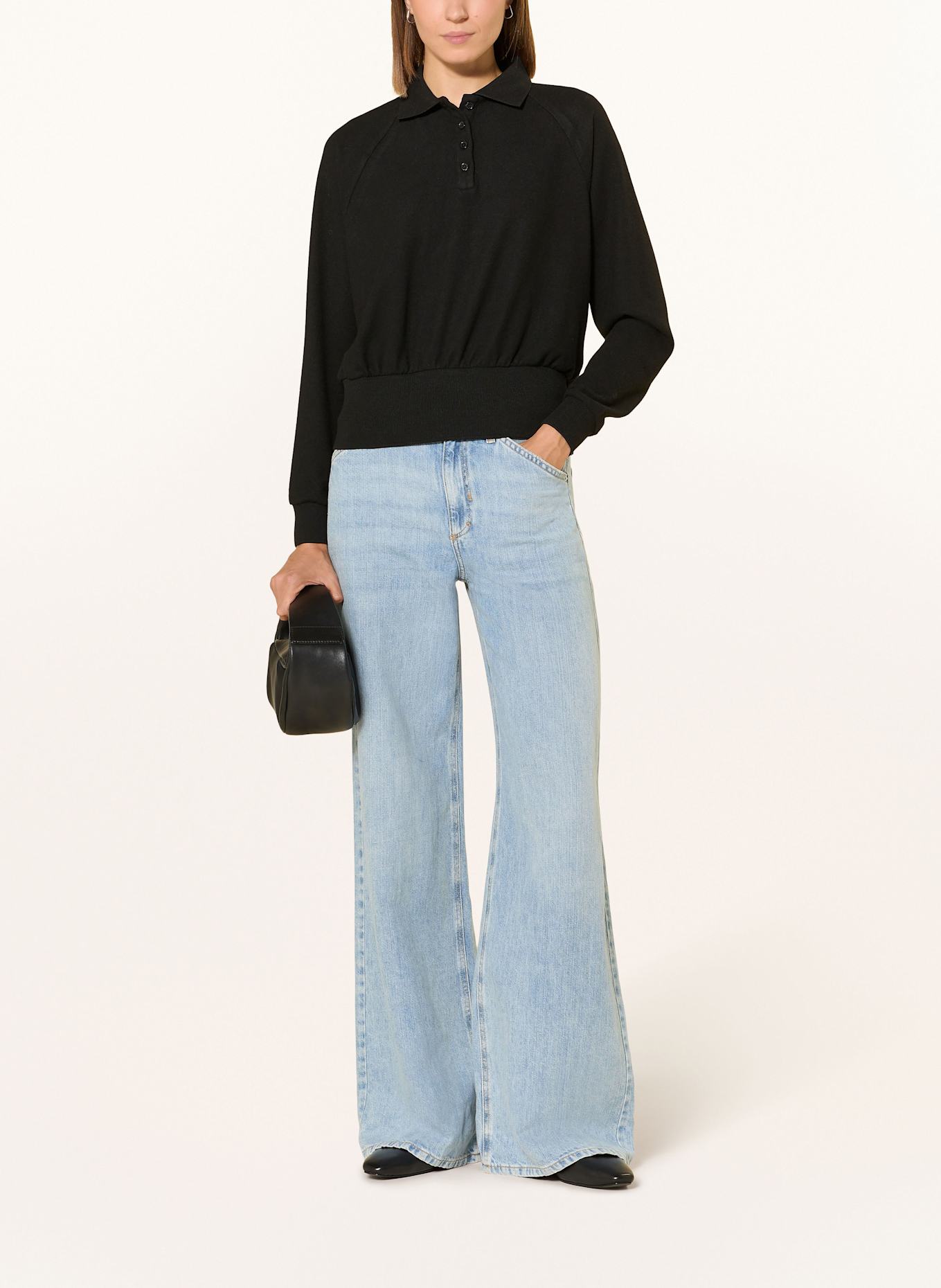 OPUS Strick-Poloshirt GEIGI: SCHWARZ