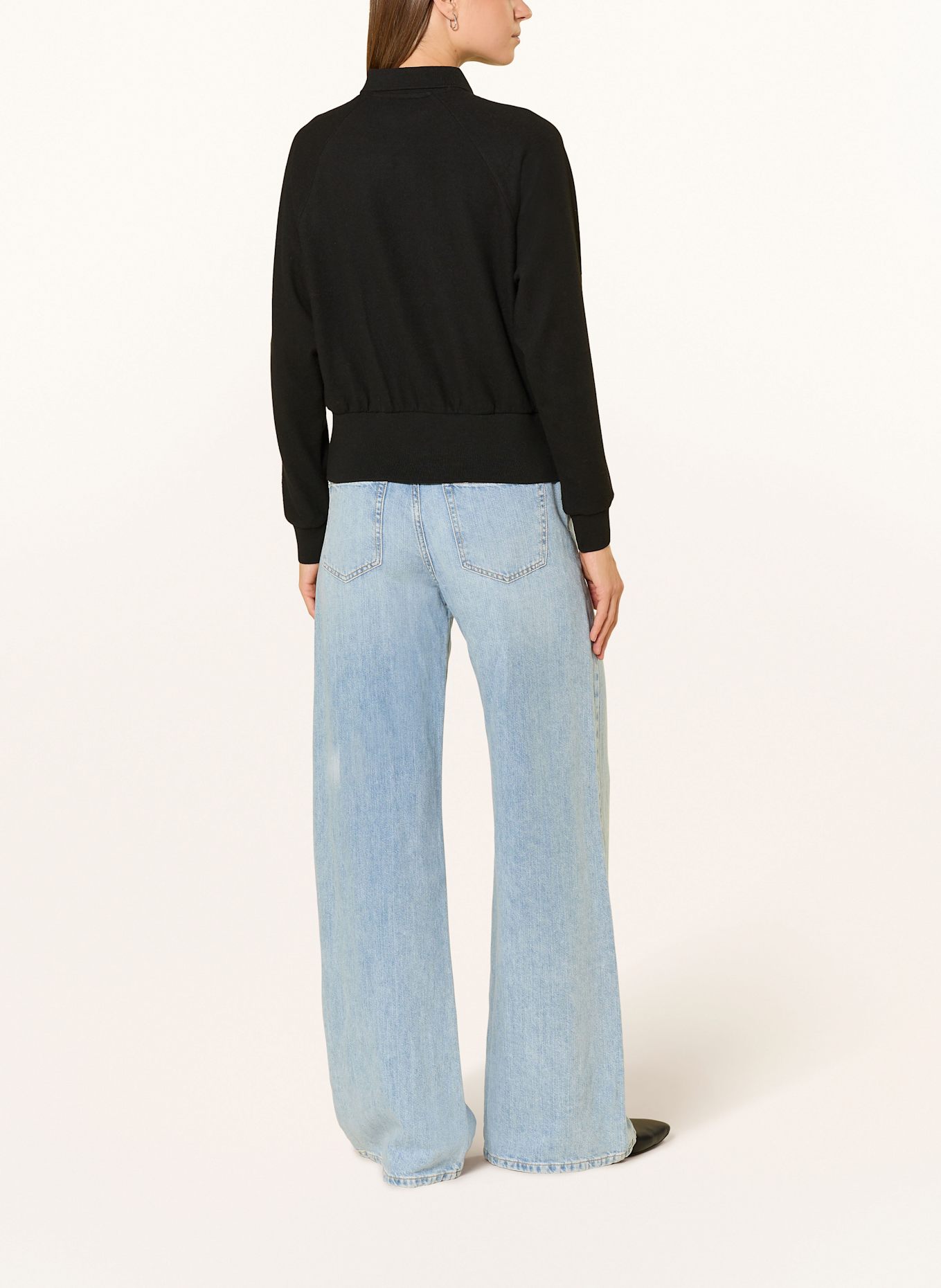 OPUS Strick-Poloshirt GEIGI: SCHWARZ