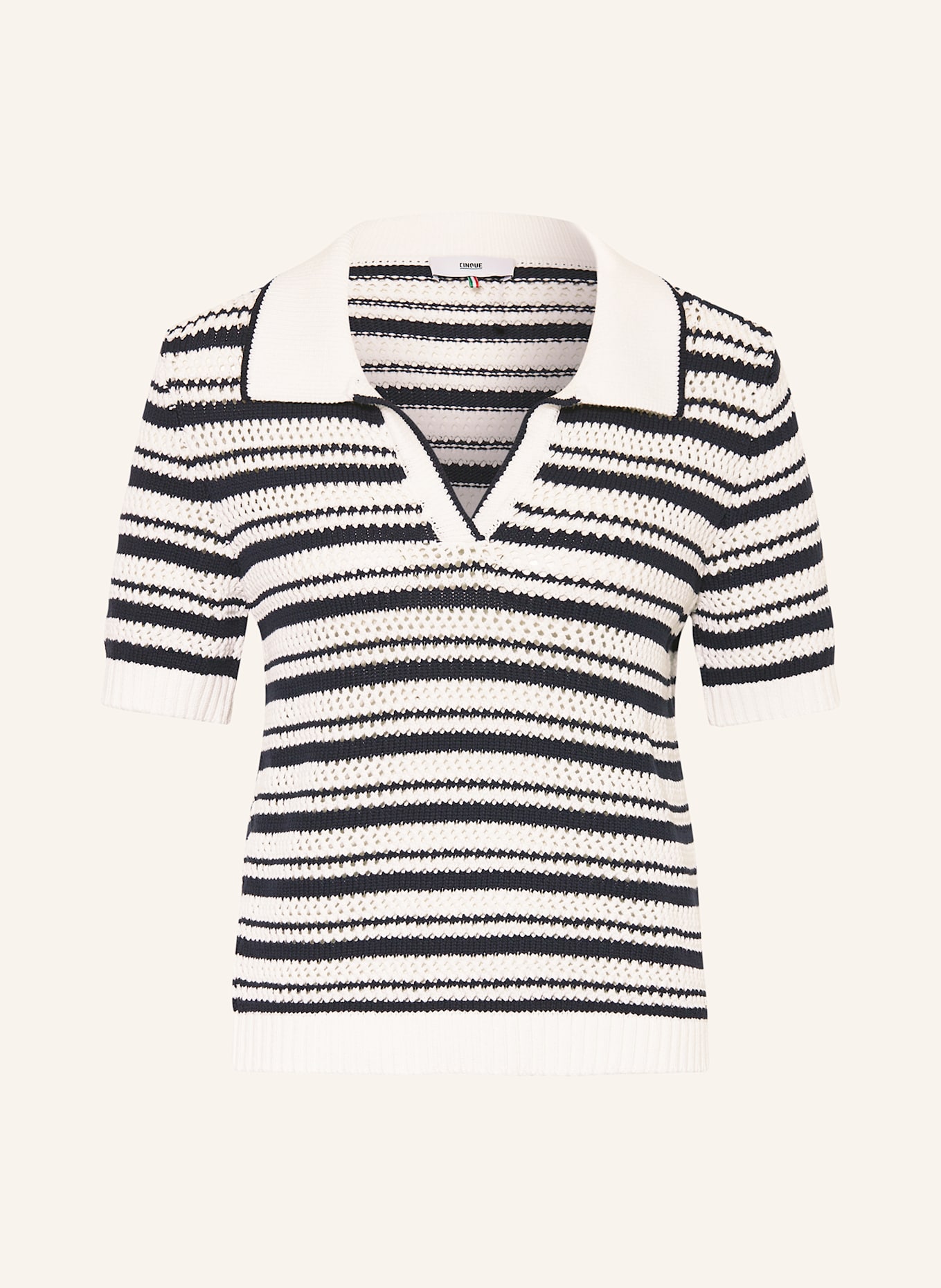 CINQUE Úpletová polokošile CINETARI: TMAVĚ MODRÁ / BÍLÁ