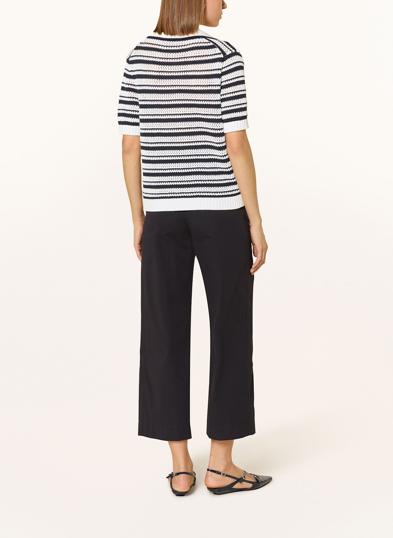 CINQUE Úpletová polokošile CINETARI: TMAVĚ MODRÁ / BÍLÁ