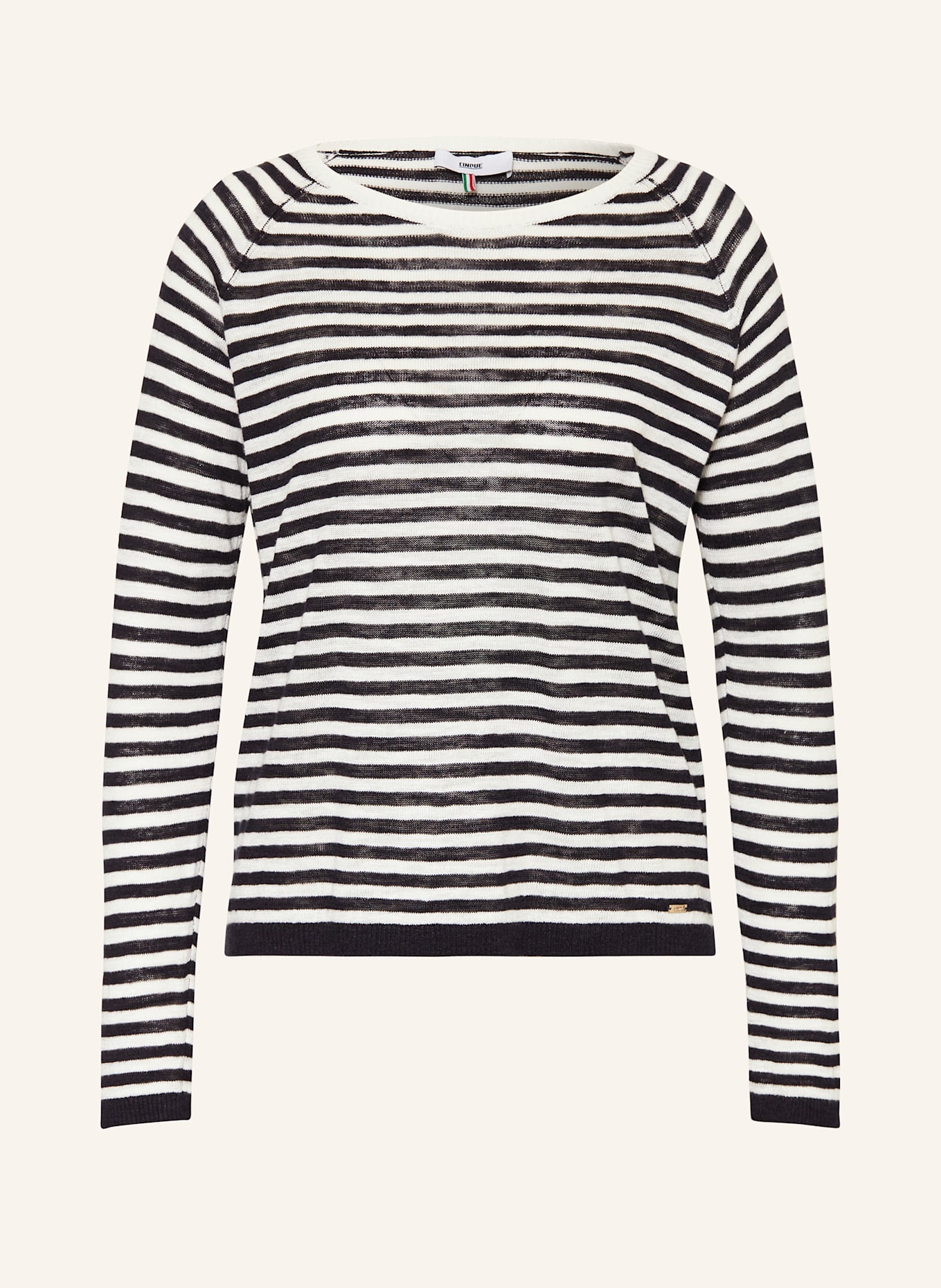 CINQUE Pull CILINDA en lin: BLEU FONCÉ / BLANC