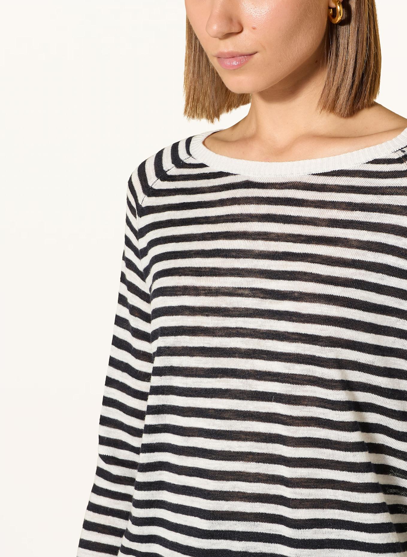 CINQUE Pull CILINDA en lin: BLEU FONCÉ / BLANC